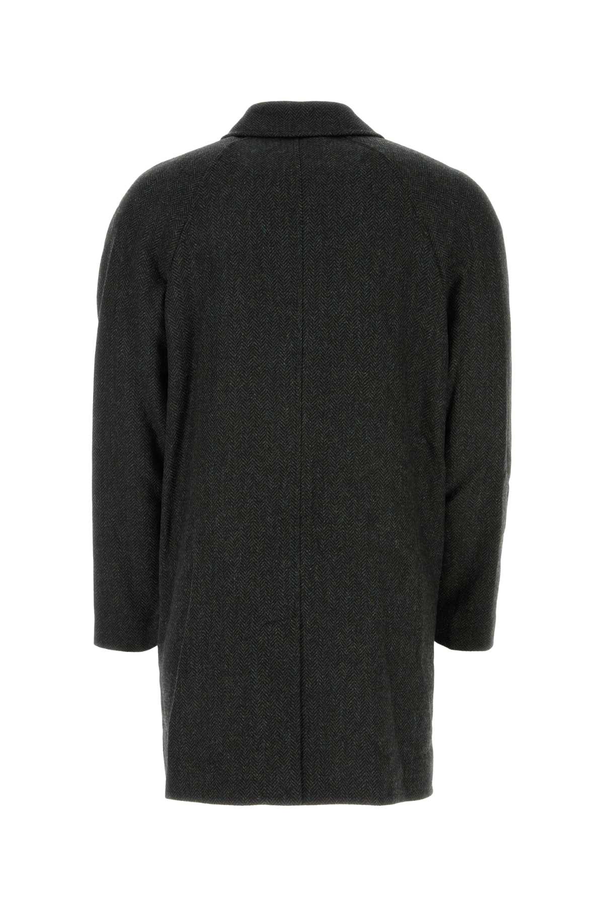 Apc Embroidered Wool Coat In Darkgreen