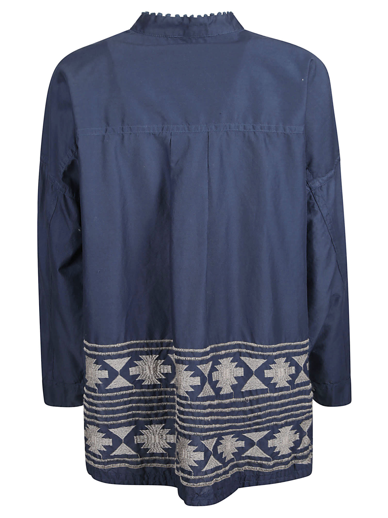 Shop Bazar Deluxe Ruffle Collar Shirt In Blue