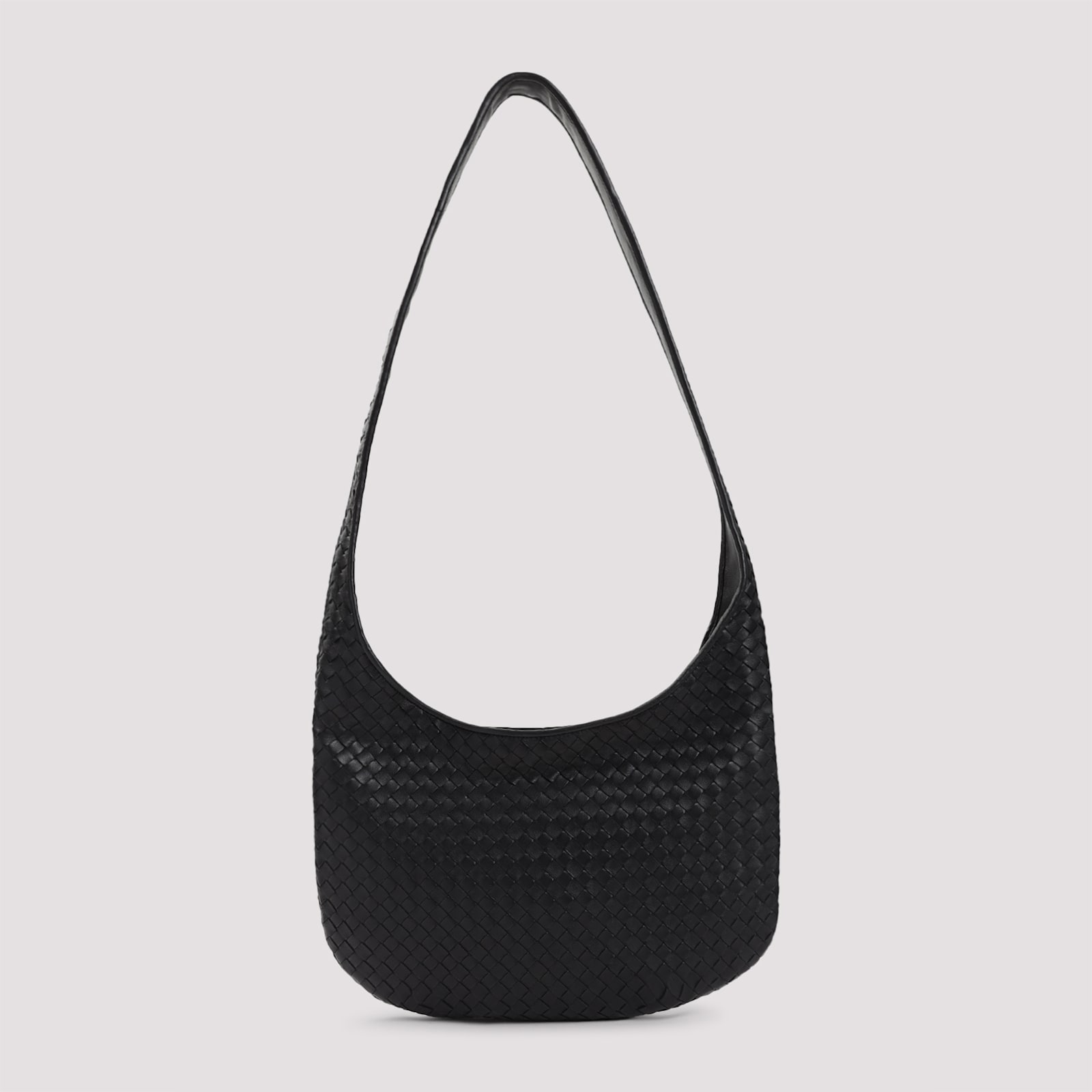 Bottega Veneta Veneto Intrecciato Leather Crossbody Bag In Black Silver