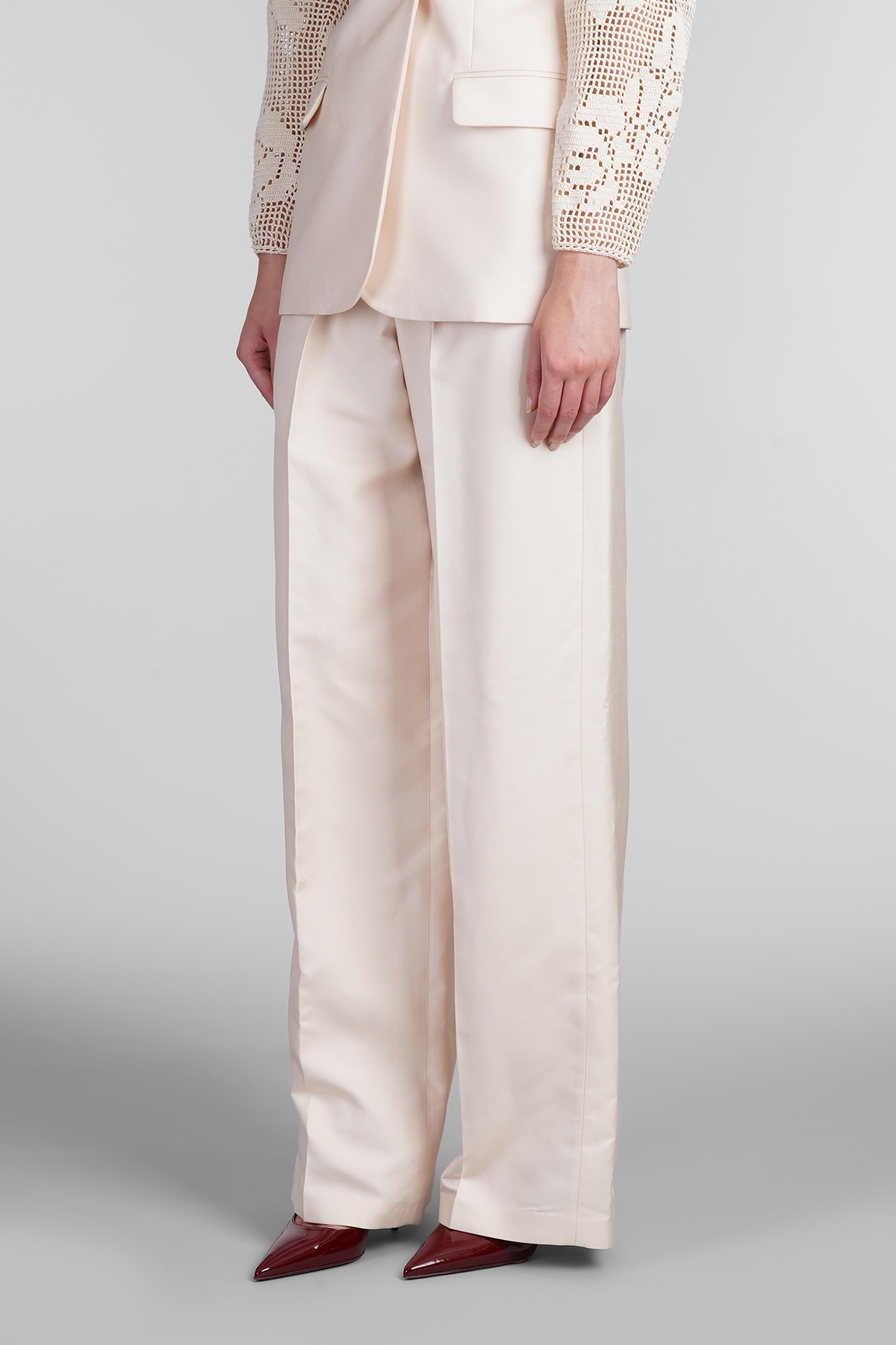 Shop Magda Butrym Pants In Beige Silk