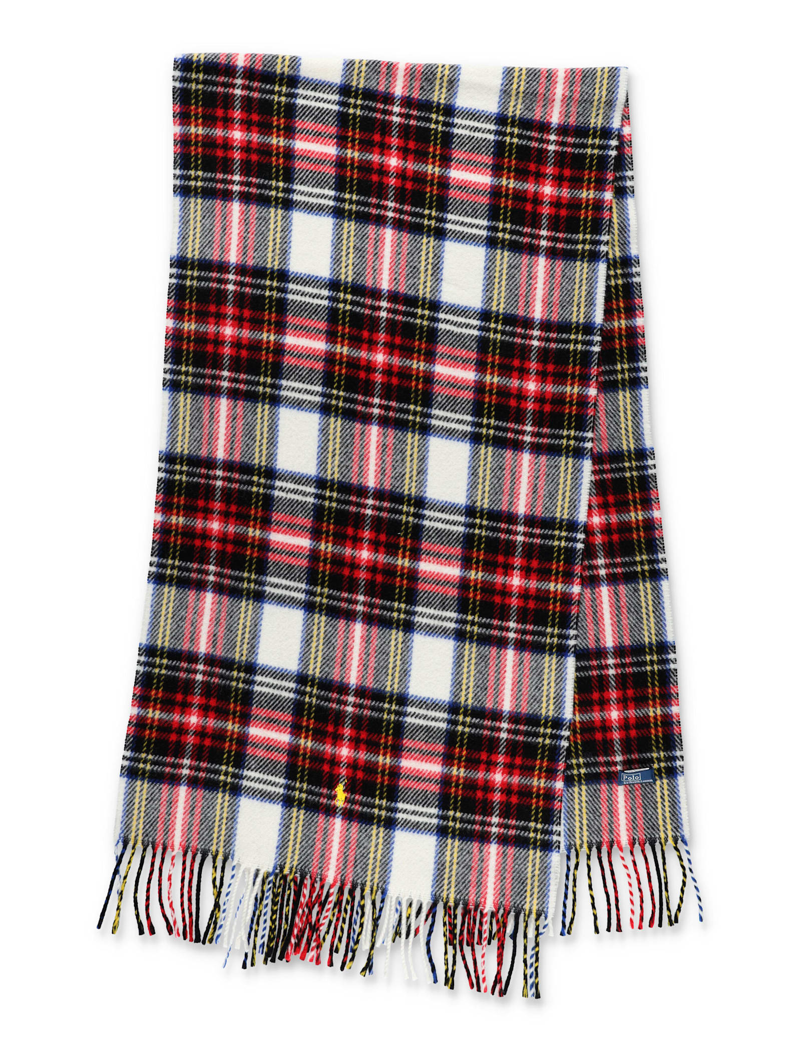 Polo Ralph Lauren Multicolor Tartan Scarf With Decorative Fringes In Brown
