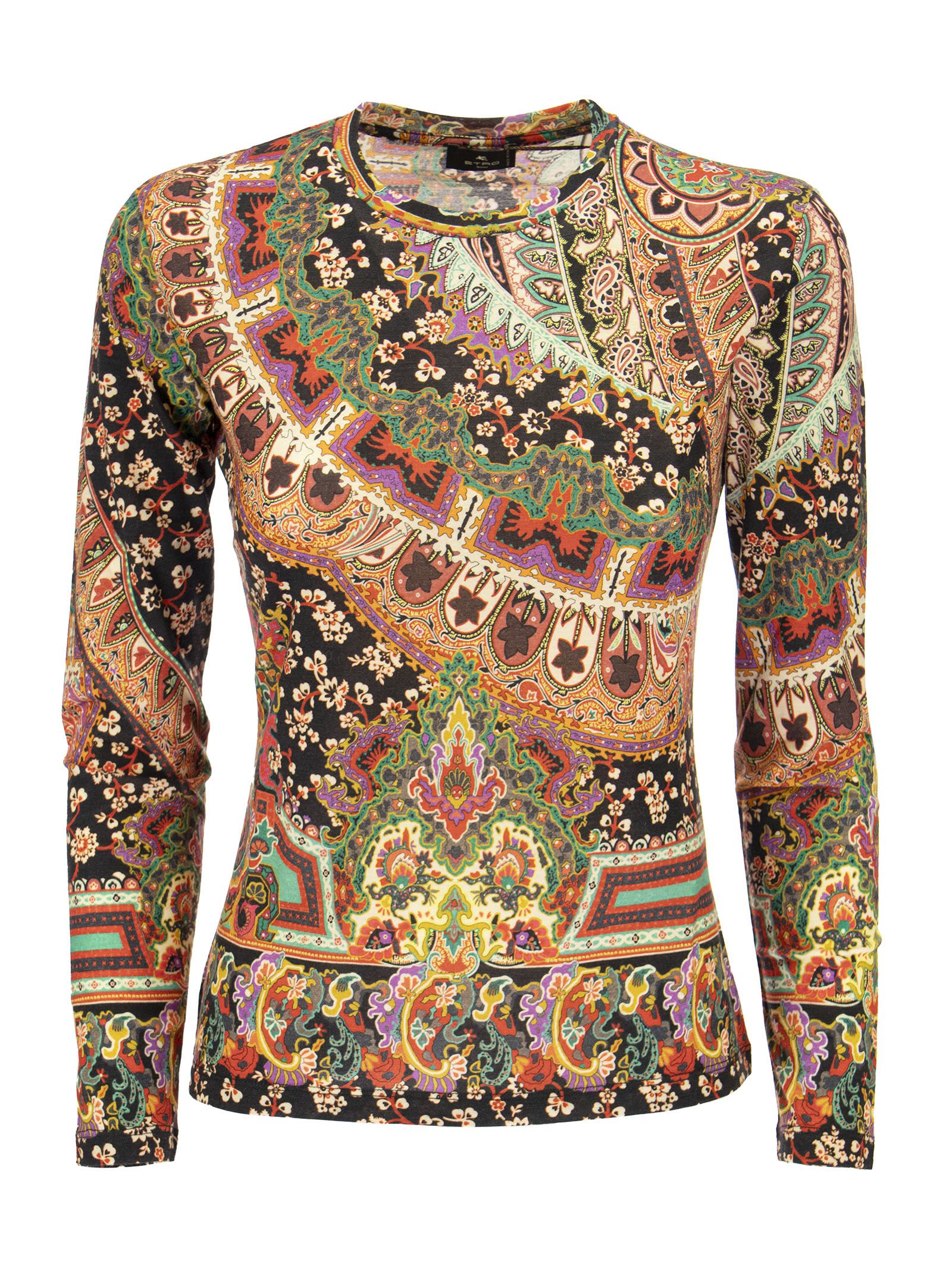 Etro Jersey Jumper With Floral Paisley Print