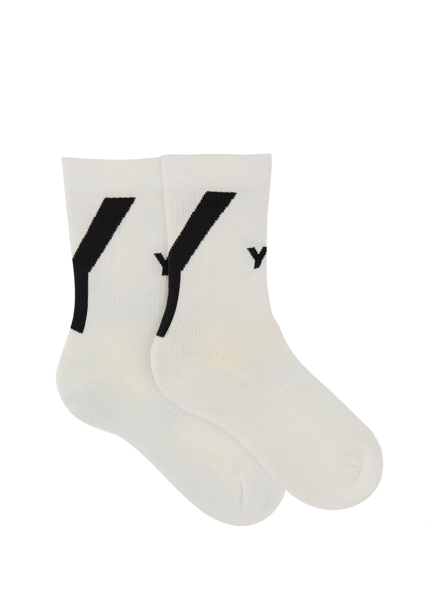 Y-3 Sock With Logo Embroidery In Bianco