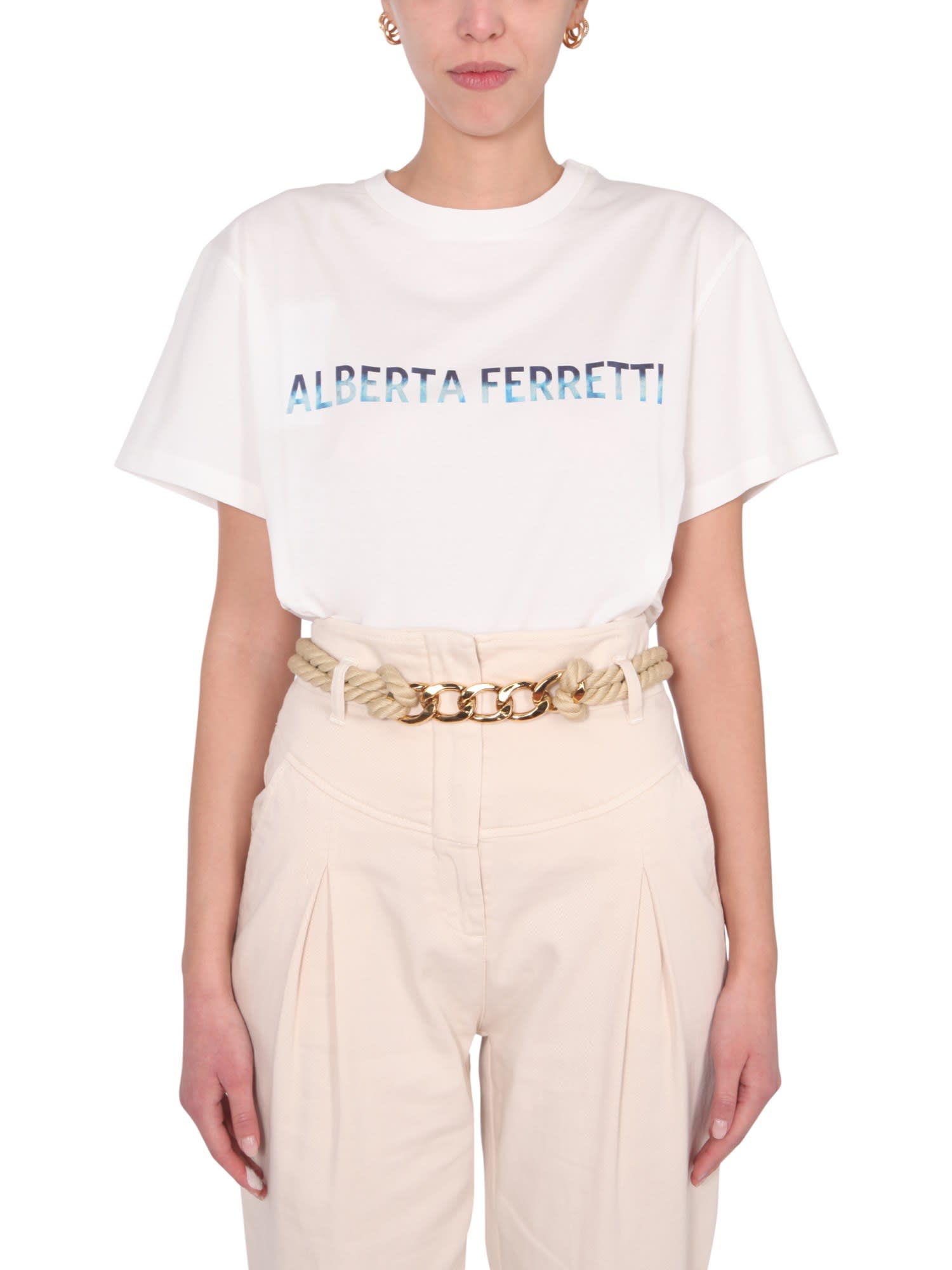 Alberta Ferretti T-shirt With Degradee Logo Print