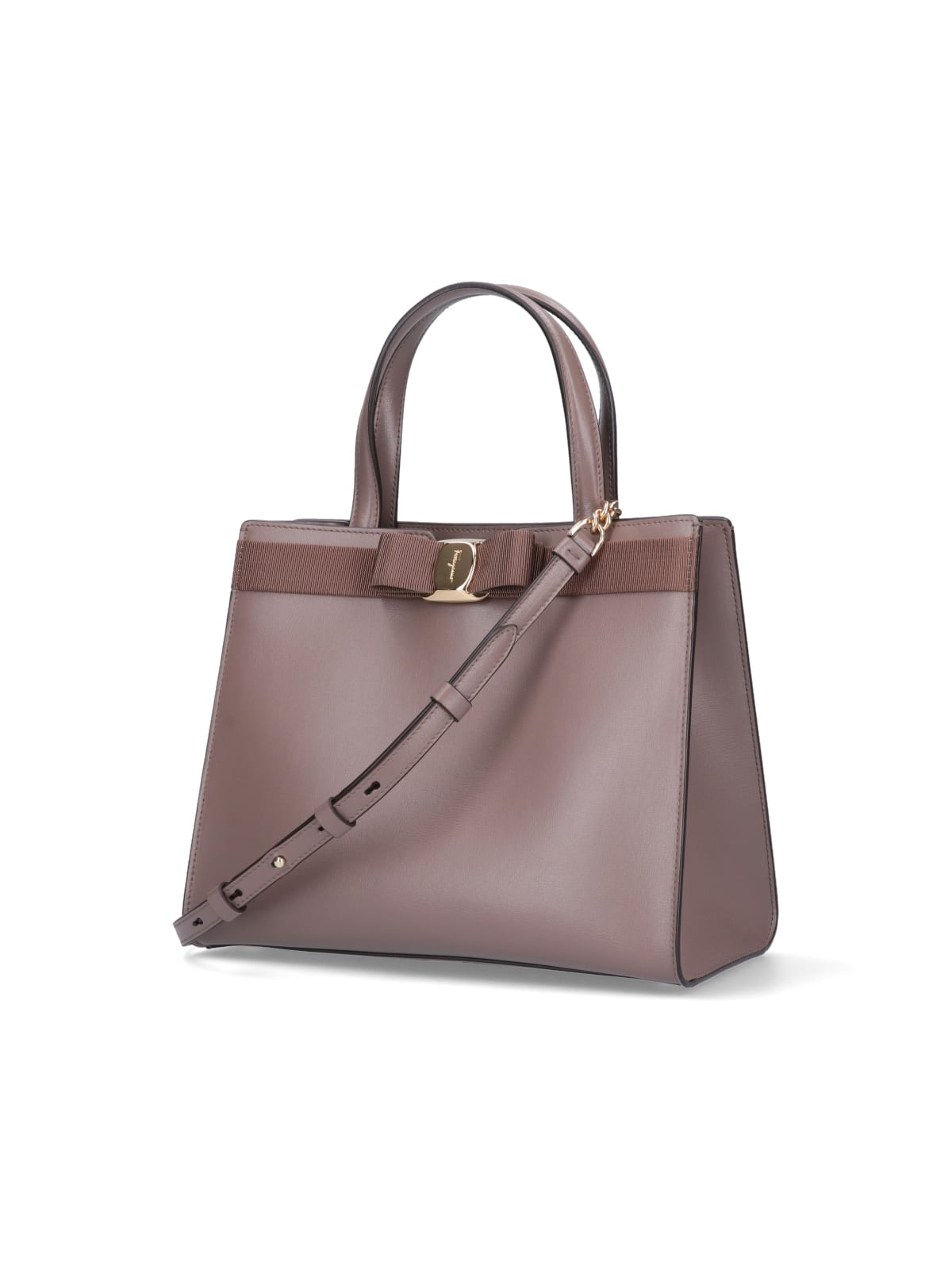 Shop Ferragamo Vara Bow Tote Bag In Taupe