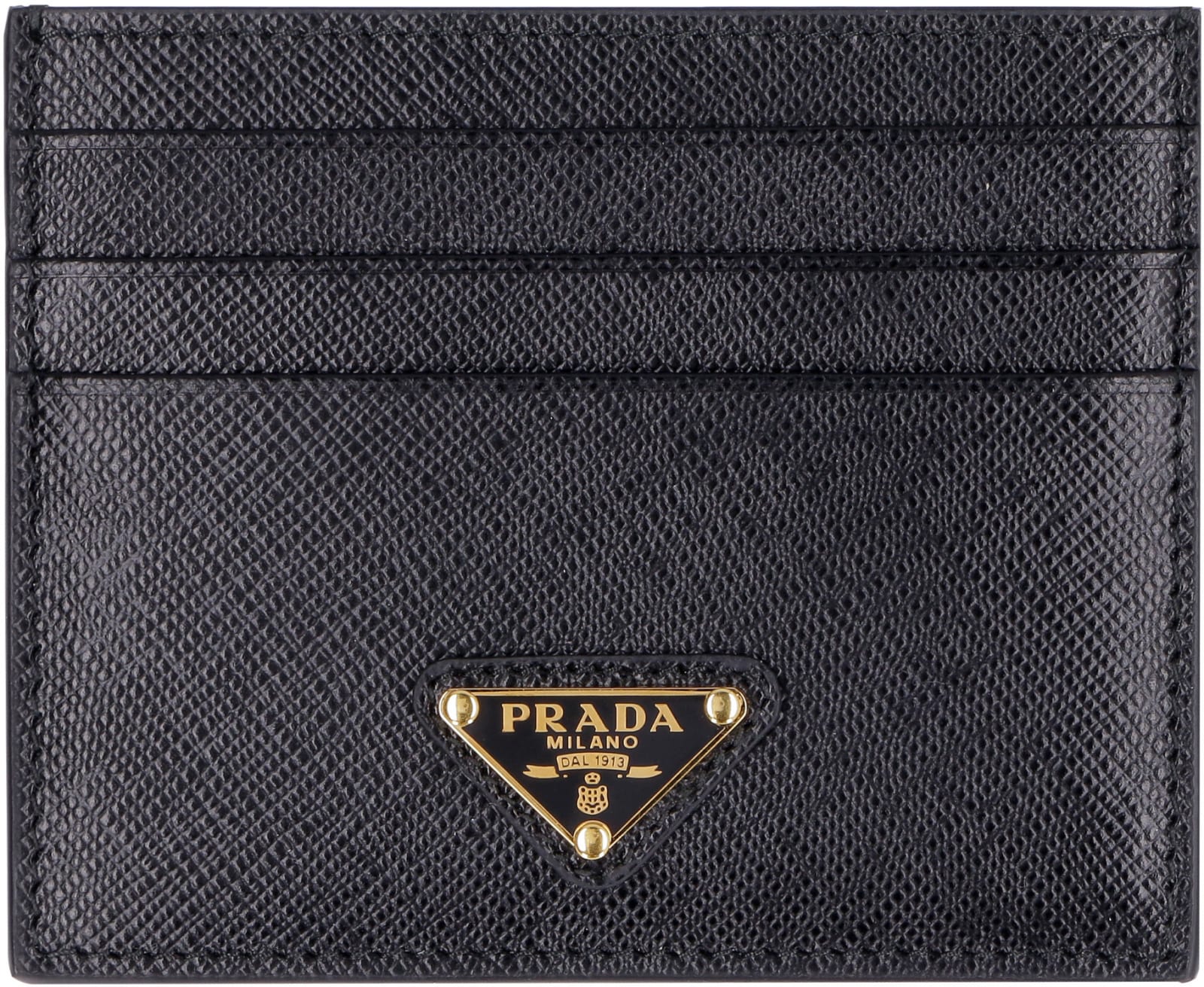 Shop Prada Saffiano Leather Card Holder In Black