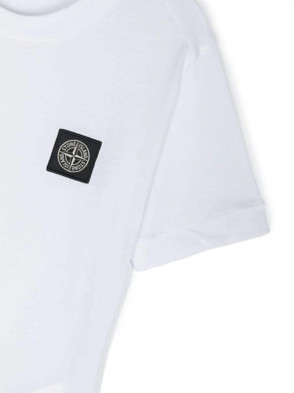 Shop Stone Island Junior White T-shirt With Logo Patch