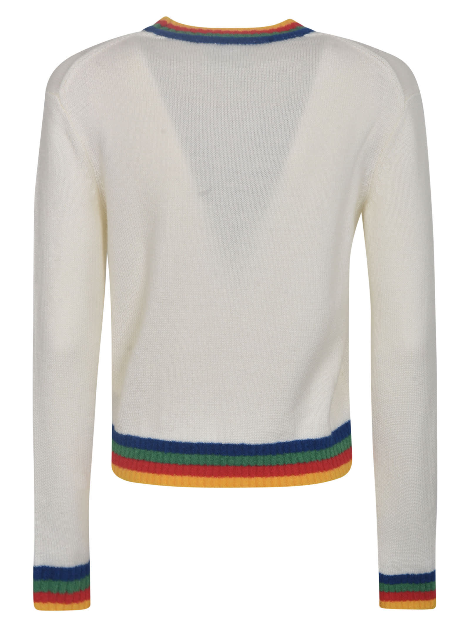 Shop Casablanca Logo Knitted Sweater In White