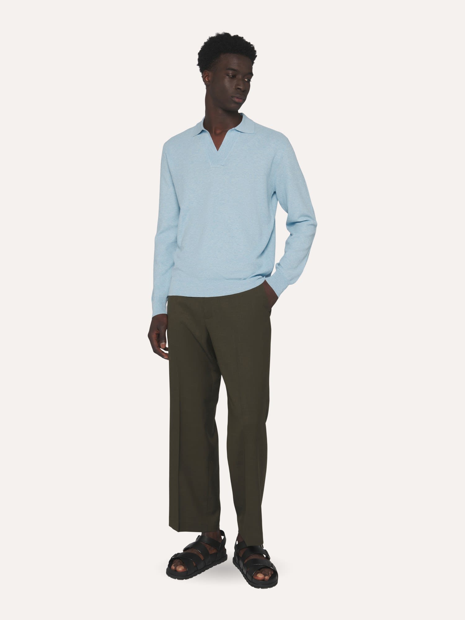 Ballantyne Silk And Cotton Polo Neck Sweater With Piquet Effect