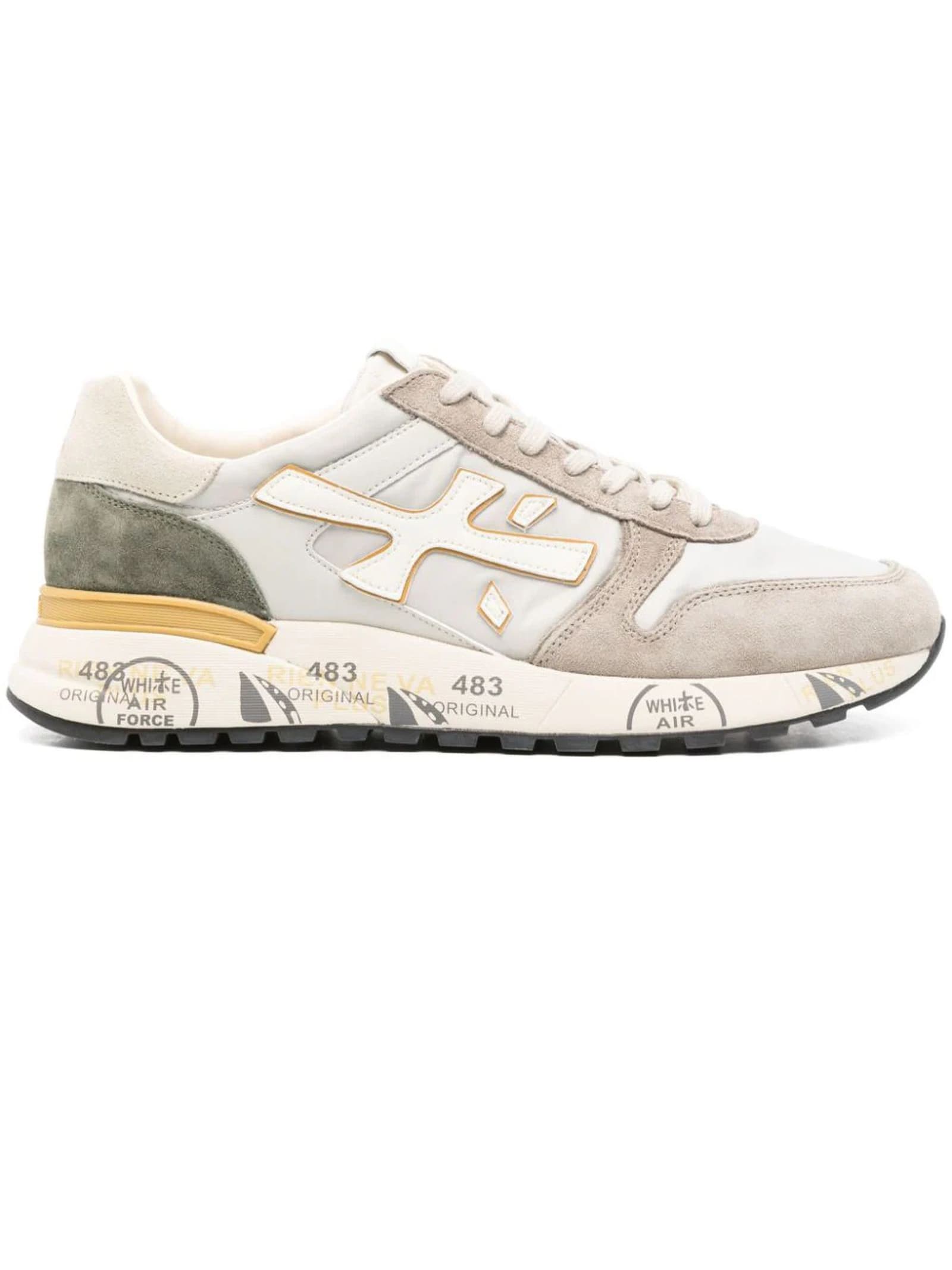 Shop Premiata Beige Calf Leather Mick Sneakers