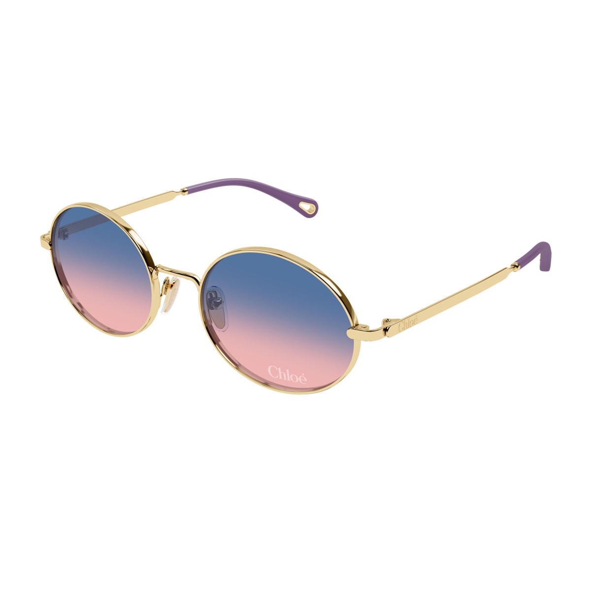 Chloé Ch0326s Aly Linea  003 Gold Blue Sunglasses In Gold