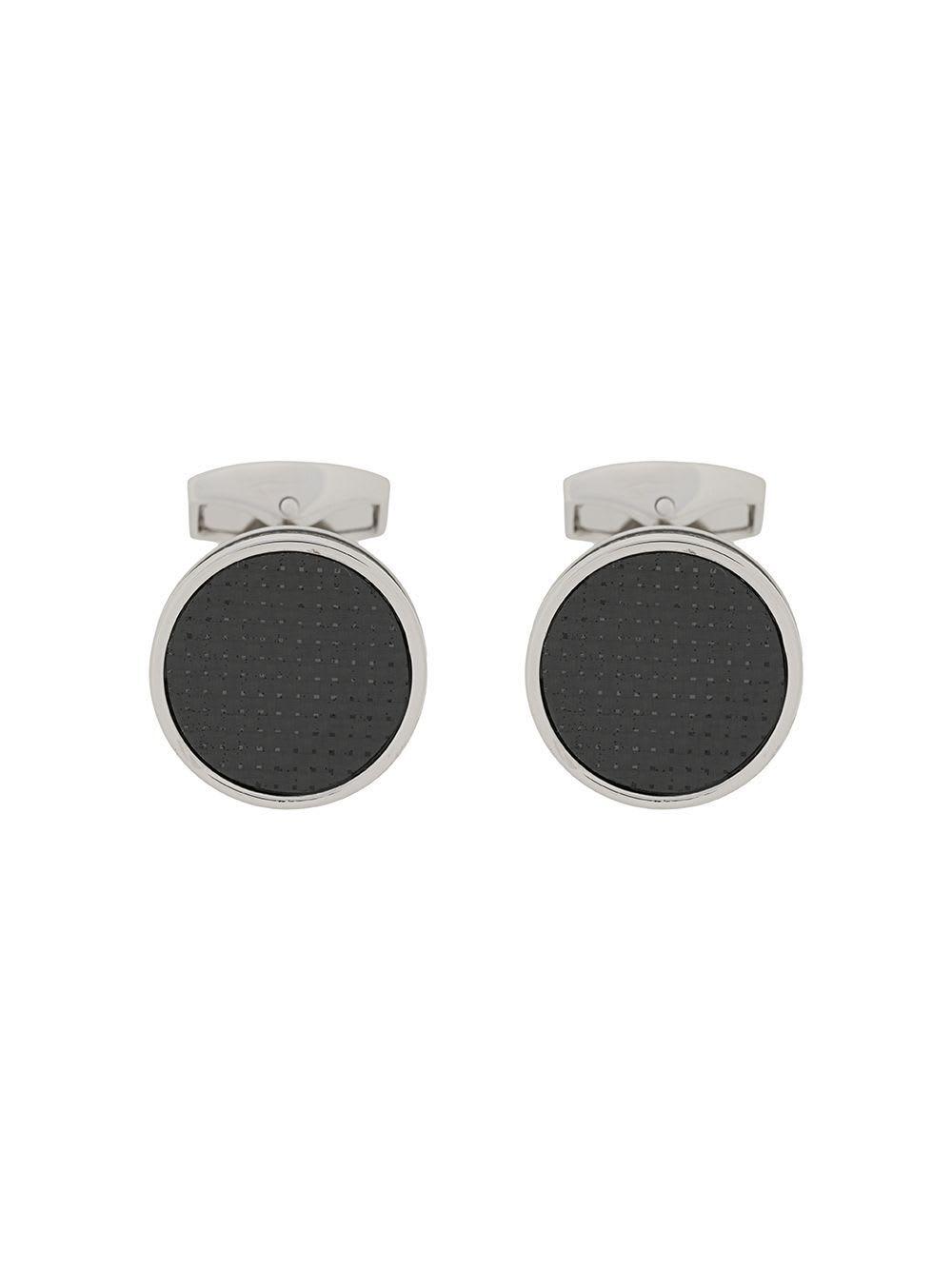 Cufflinks Round Palladium Carbon Fibre