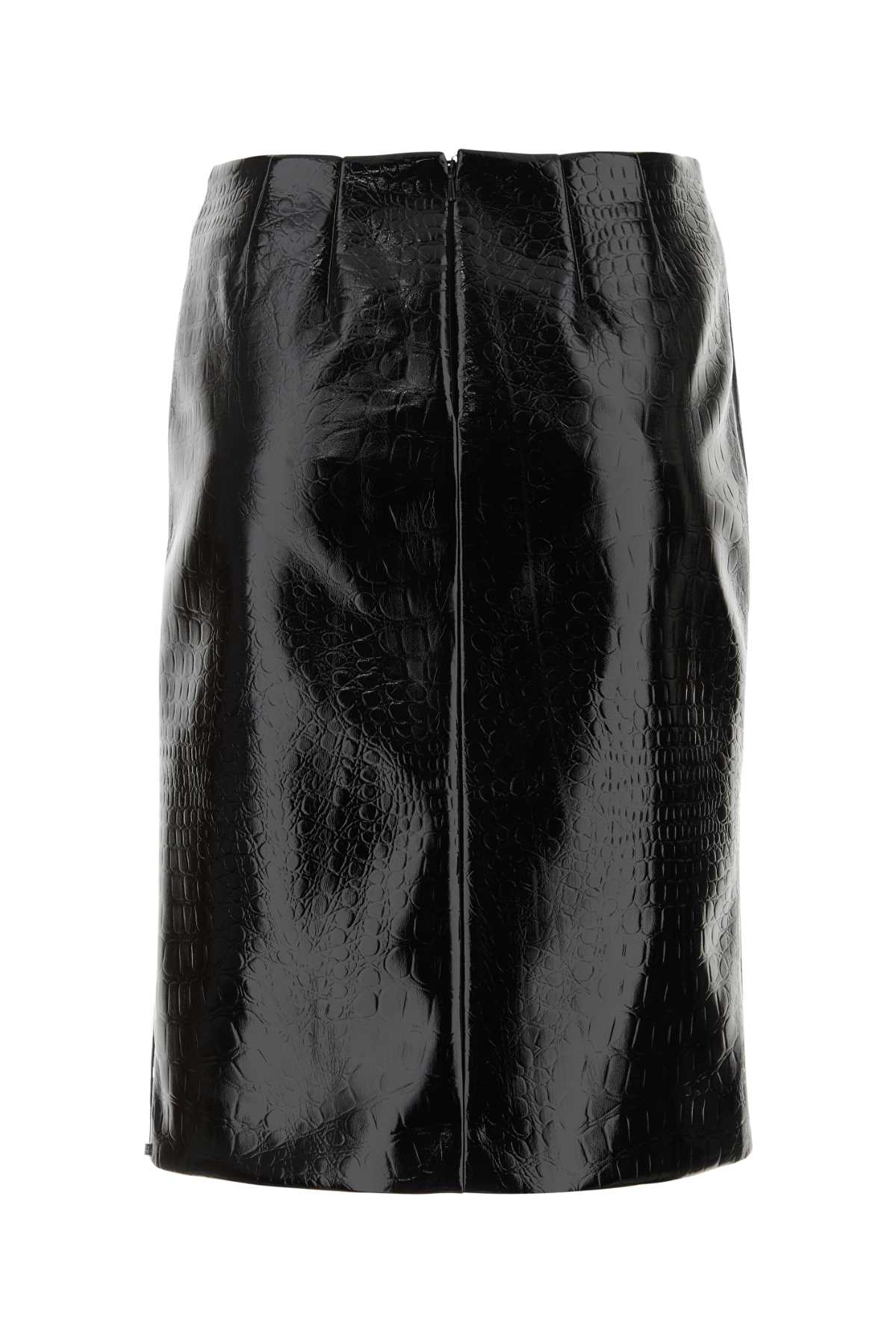Sportmax Black Synthetic Leather Skirt In Nero