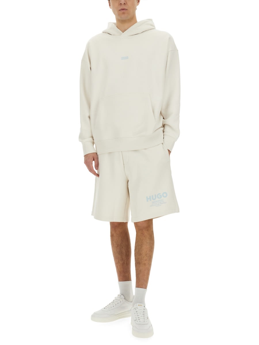 Hugo Boss Boss Cotton Blend Bermuda Shorts In Ivory