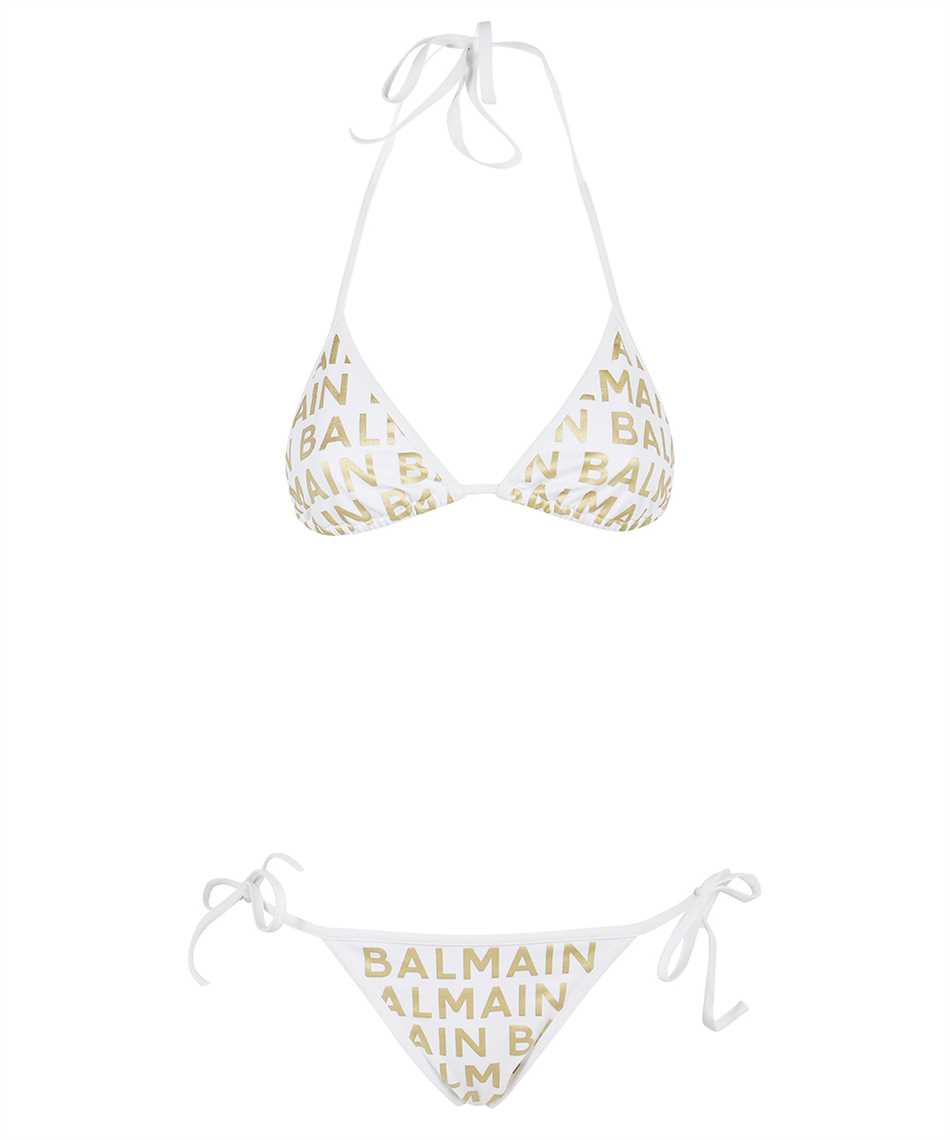 Shop Balmain Triangle Bra Bikini In White