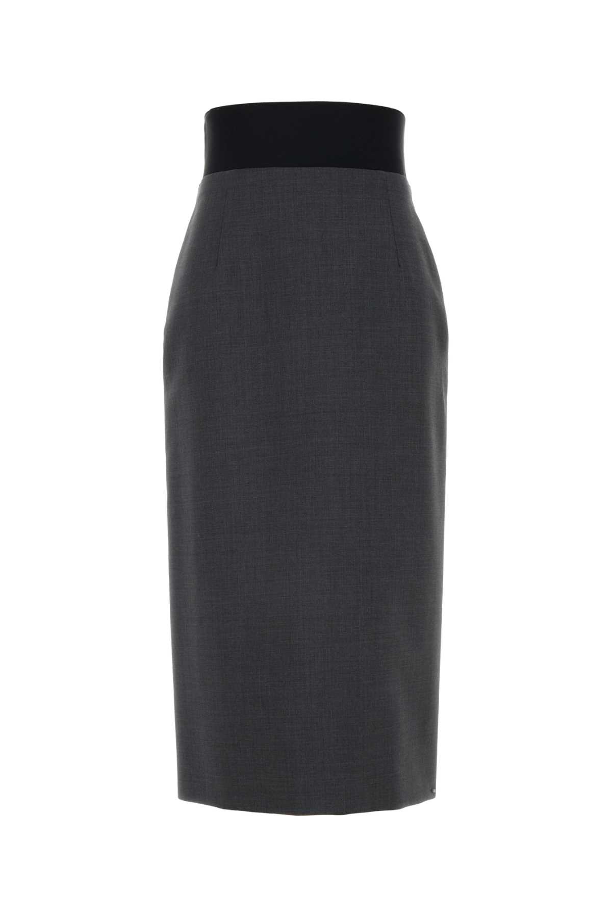 Shop Sportmax Dark Grey Wool Anny Skirt