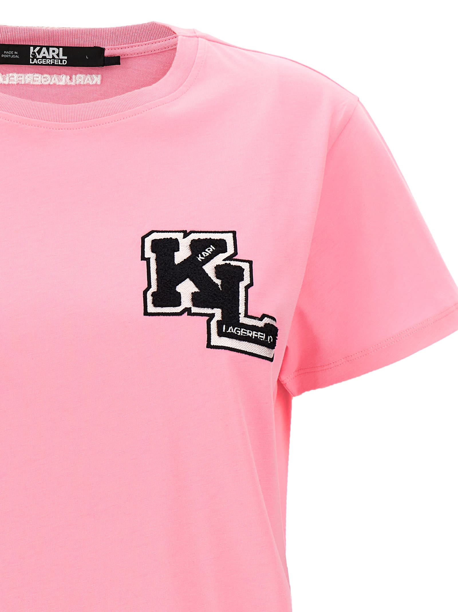 Shop Karl Lagerfeld Logo T-shirt In Pink