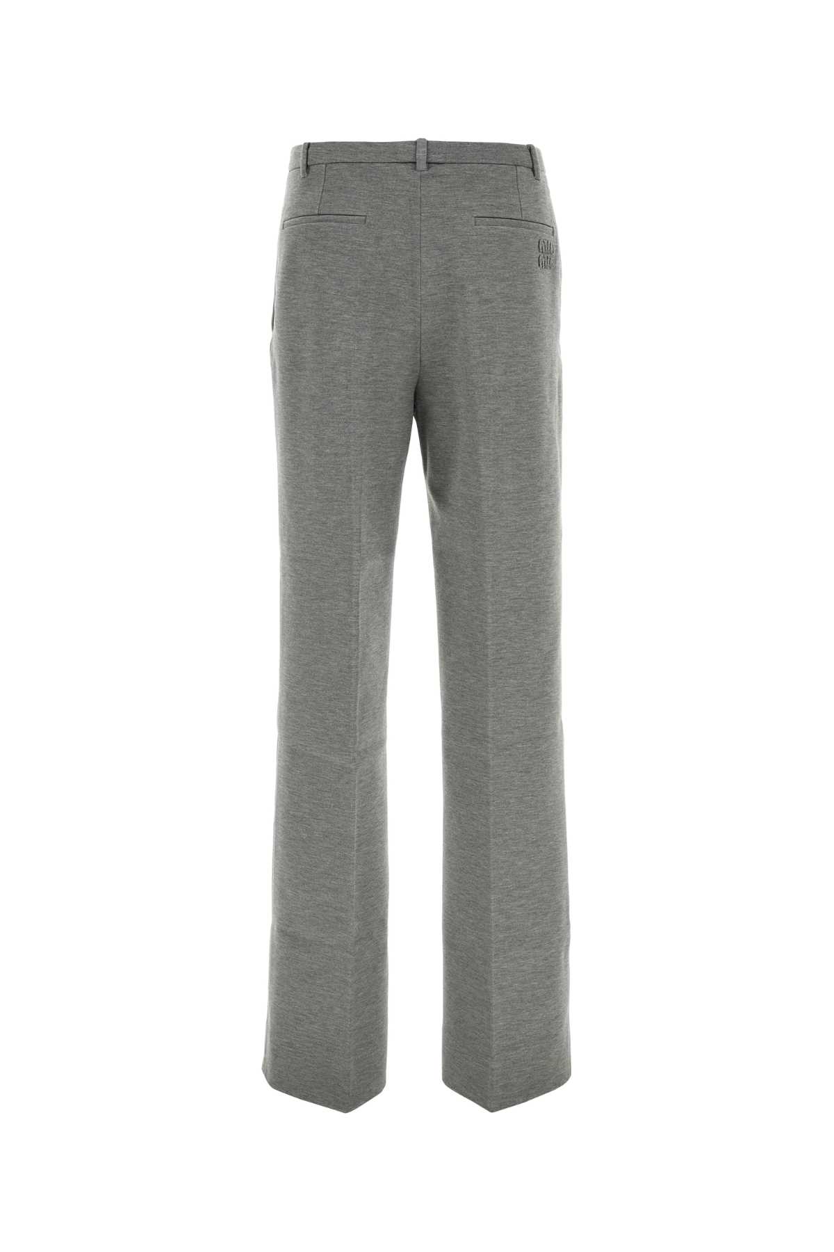 Miu Miu Grey Stretch Viscose Blend Pant In Gray