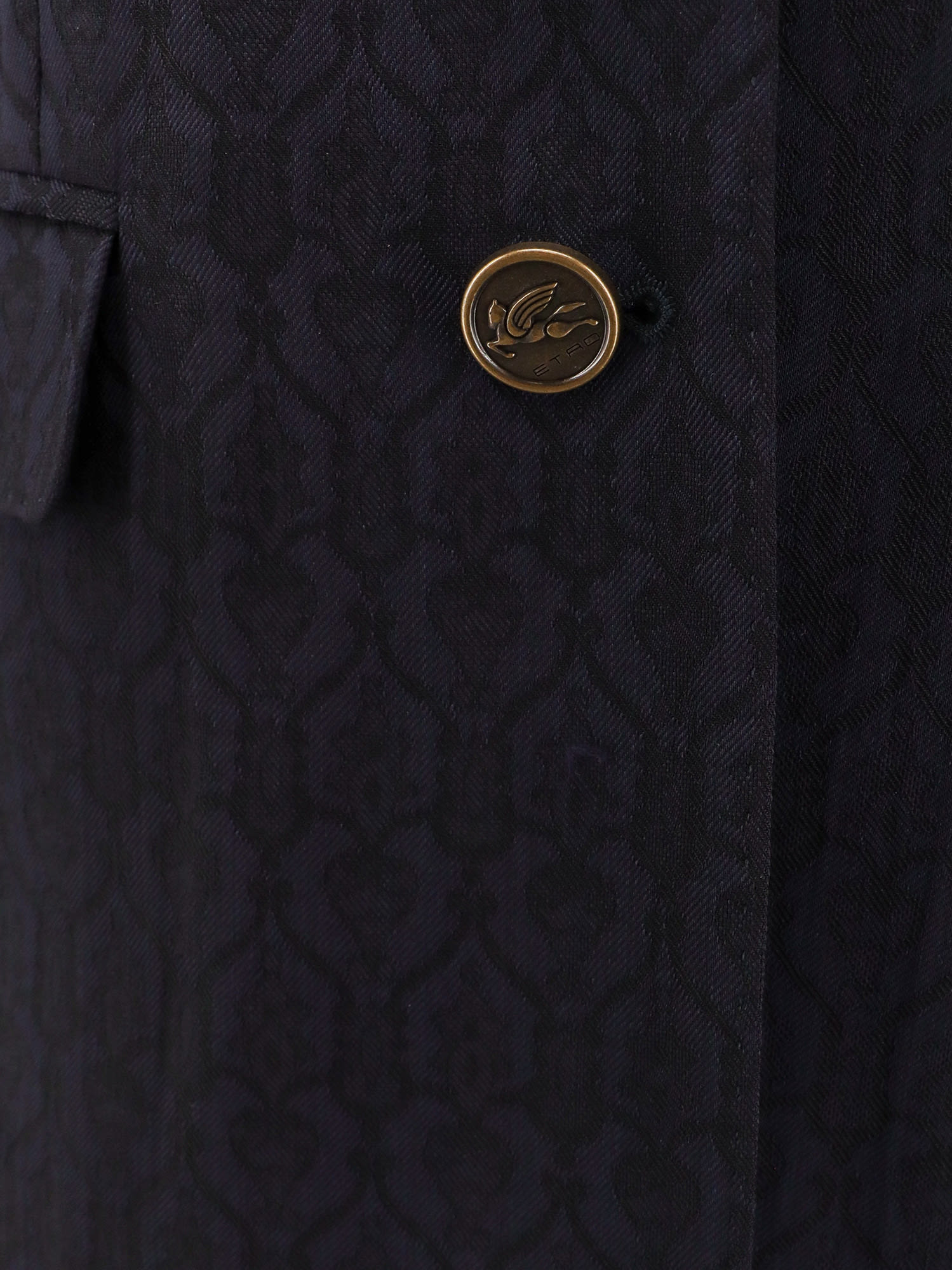 Etro Single-breasted Wool Blazer With Iconic Pattern In Blue