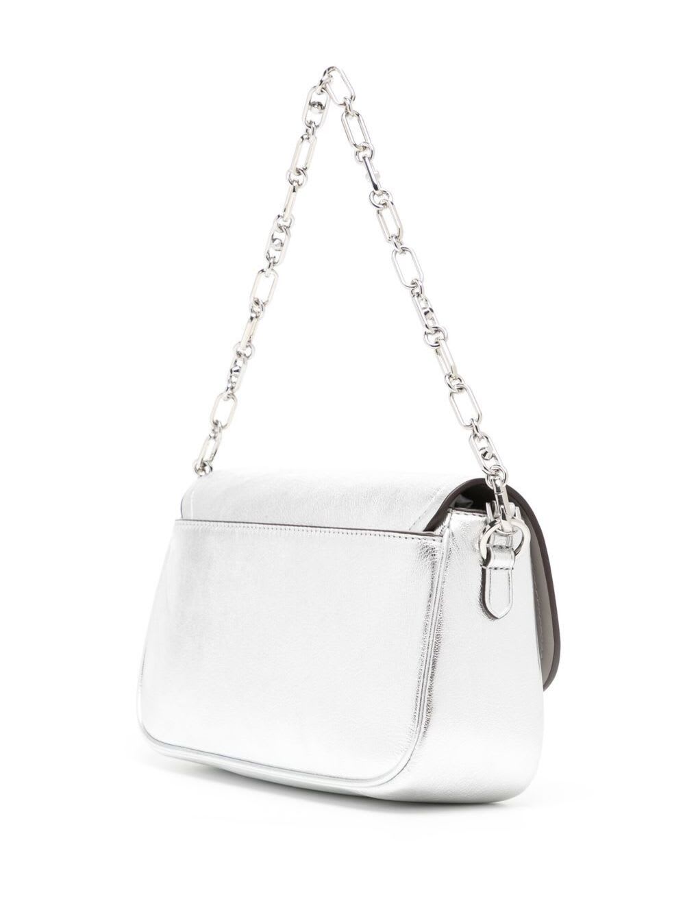 Shop Michael Michael Kors Silver-tone Medium Parker Shoulder Bag In Leather Woman In Metallic