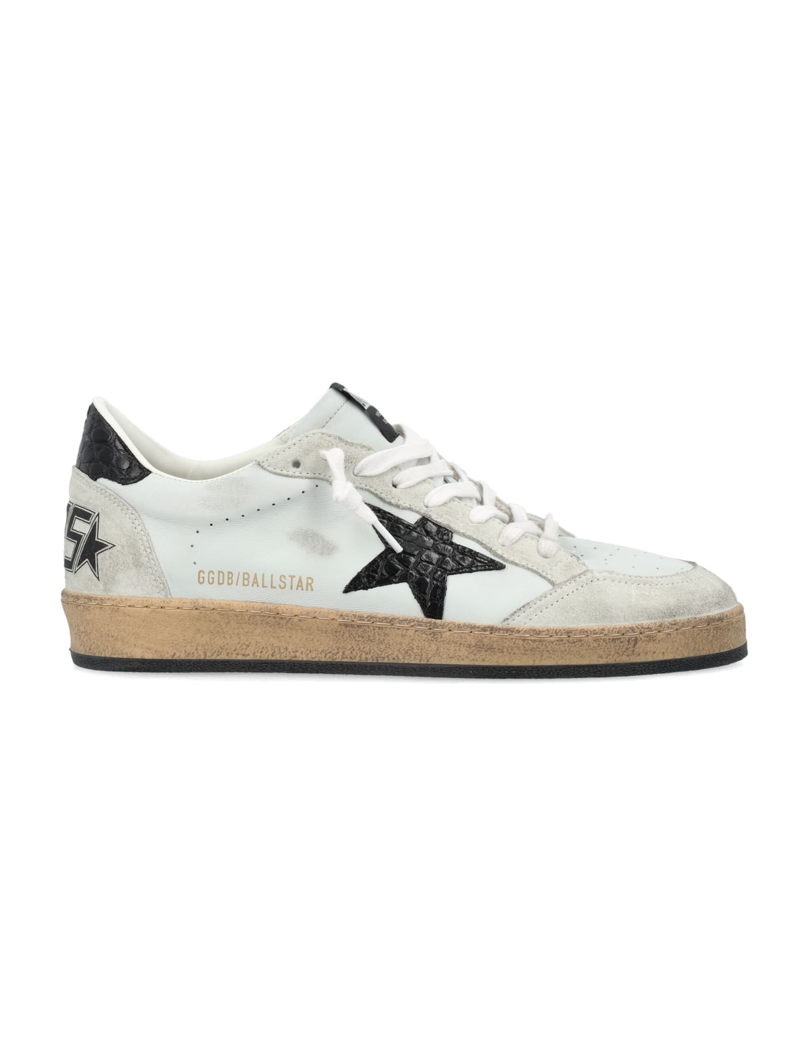 Shop Golden Goose Ball Star Crocco Sneaker In White Black