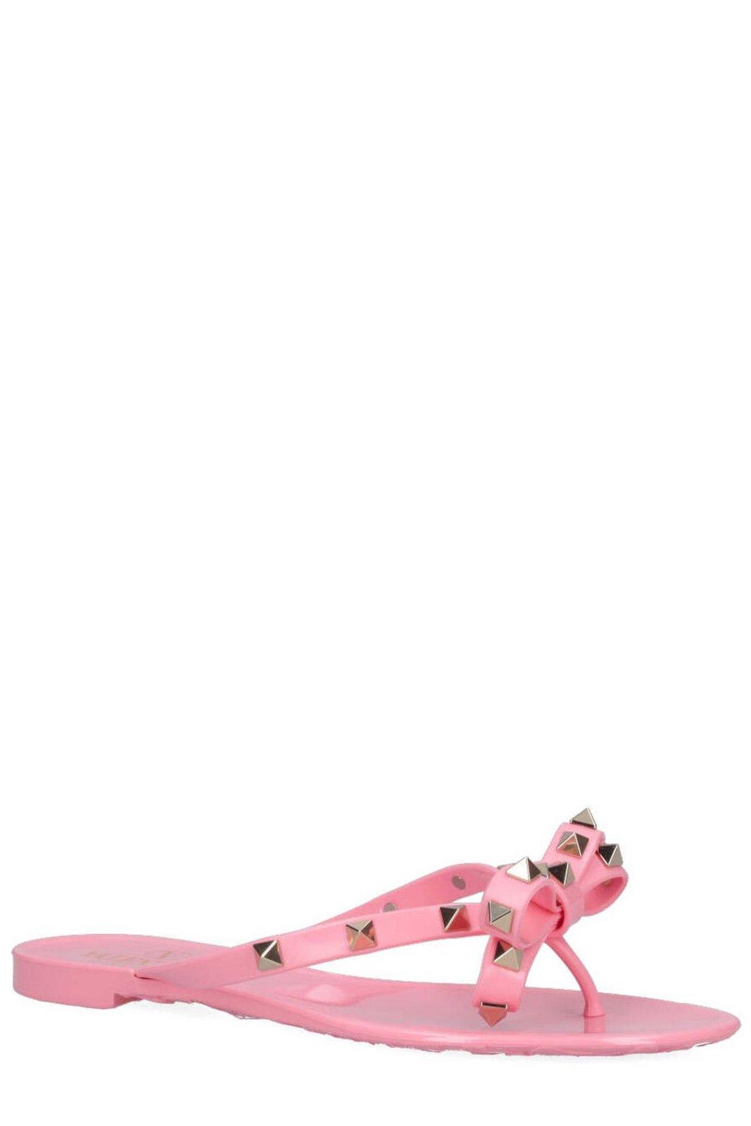 Shop Valentino Garavani Rockstud Thong Sandals In Pink
