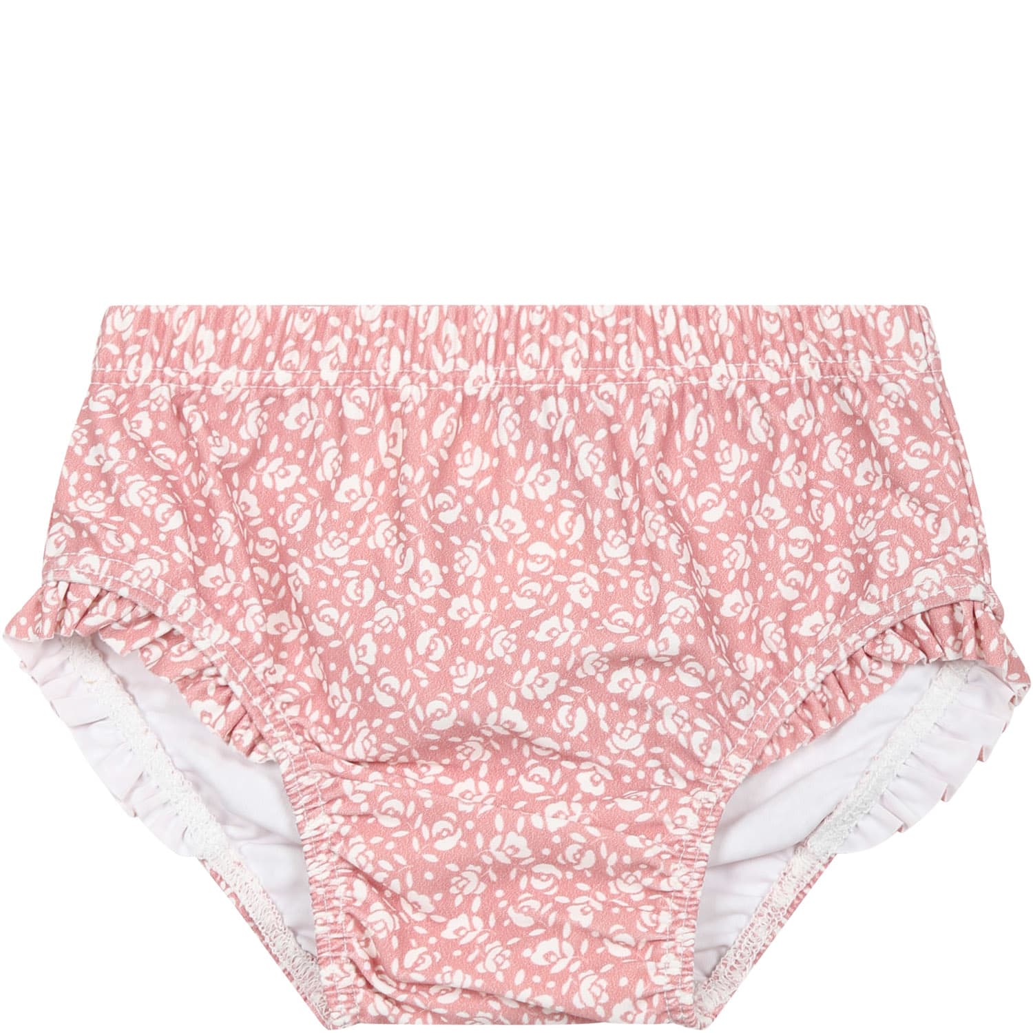 Shop Petit Bateau Pink Swim Briefs For Baby Girl With Flowers Print