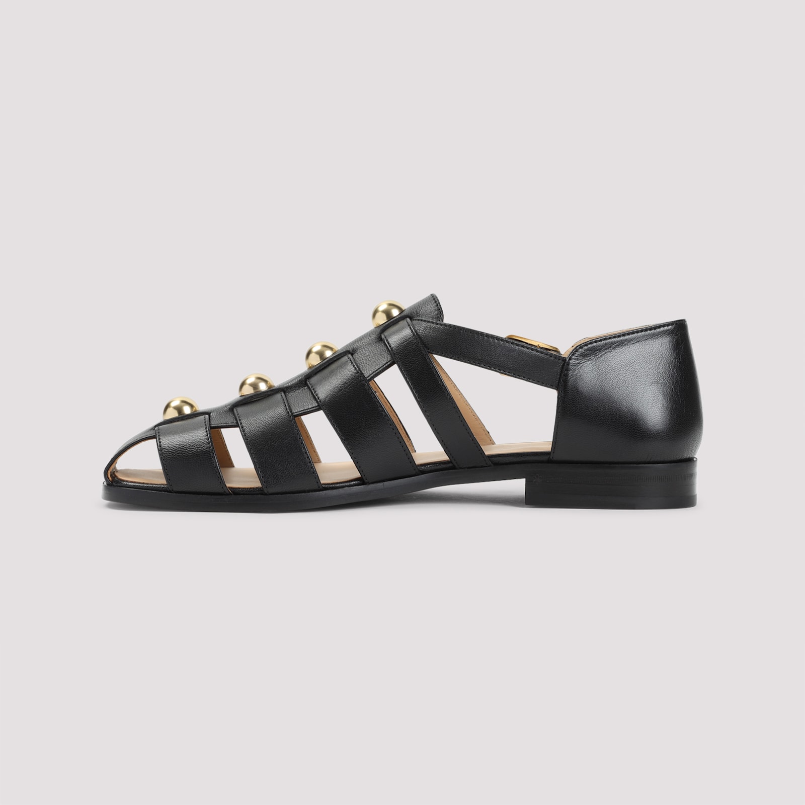 Valentino Studshield Fisherman Sandals In Calf Leather In No Nero