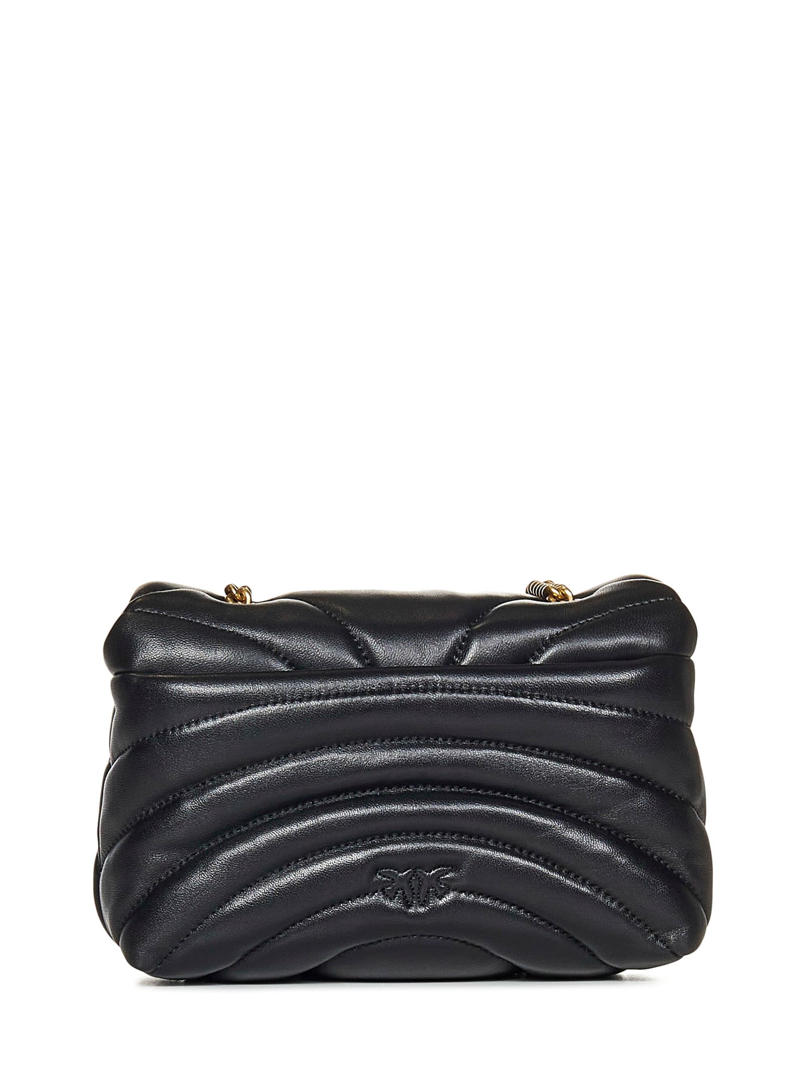 Shop Pinko Mini Love Bag Puff Shoulder Bag In Black