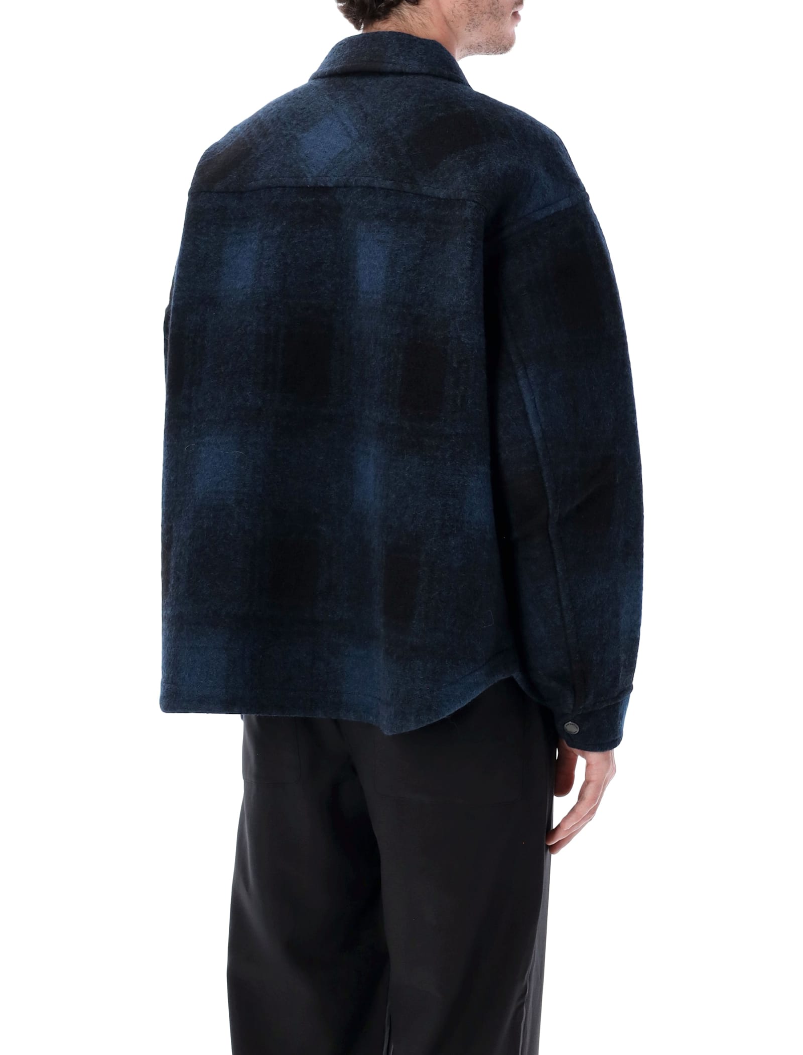 And Wander 50 Wool Shaggy Zip Jacket In Blue
