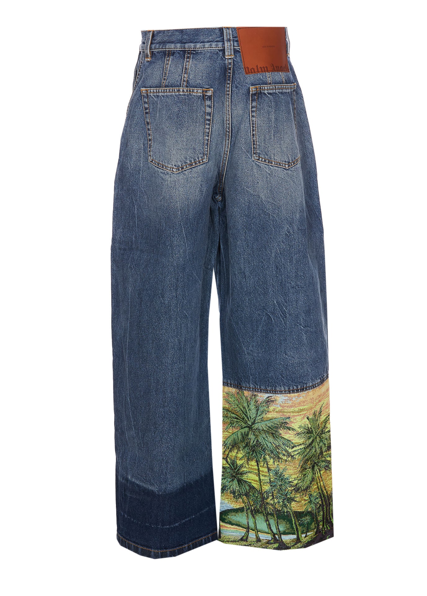 Shop Palm Angels Palms Sunrise Baggy Denim Jeans In Blue