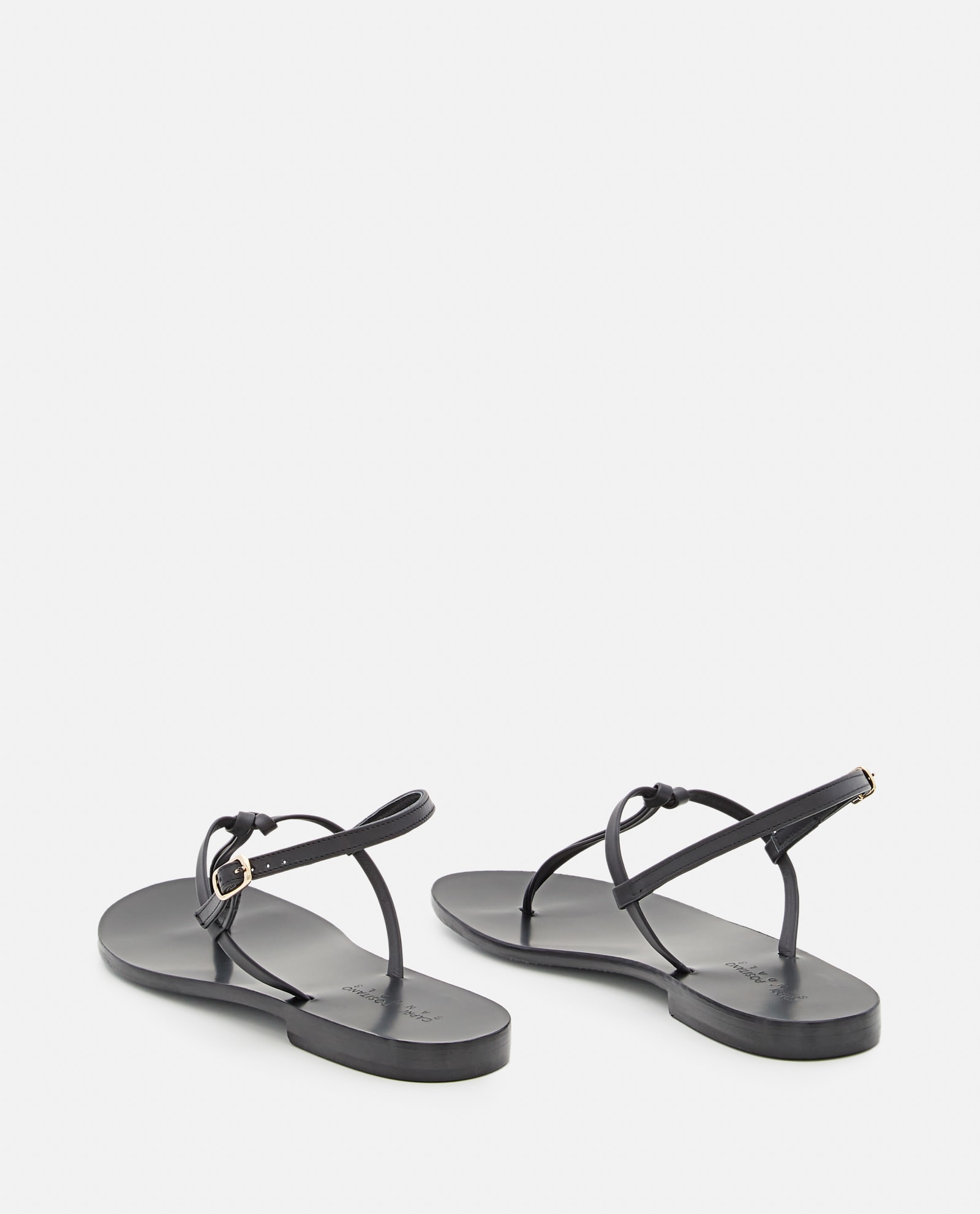 Shop Capri Positano Alba Leather Flat Sandals In Black