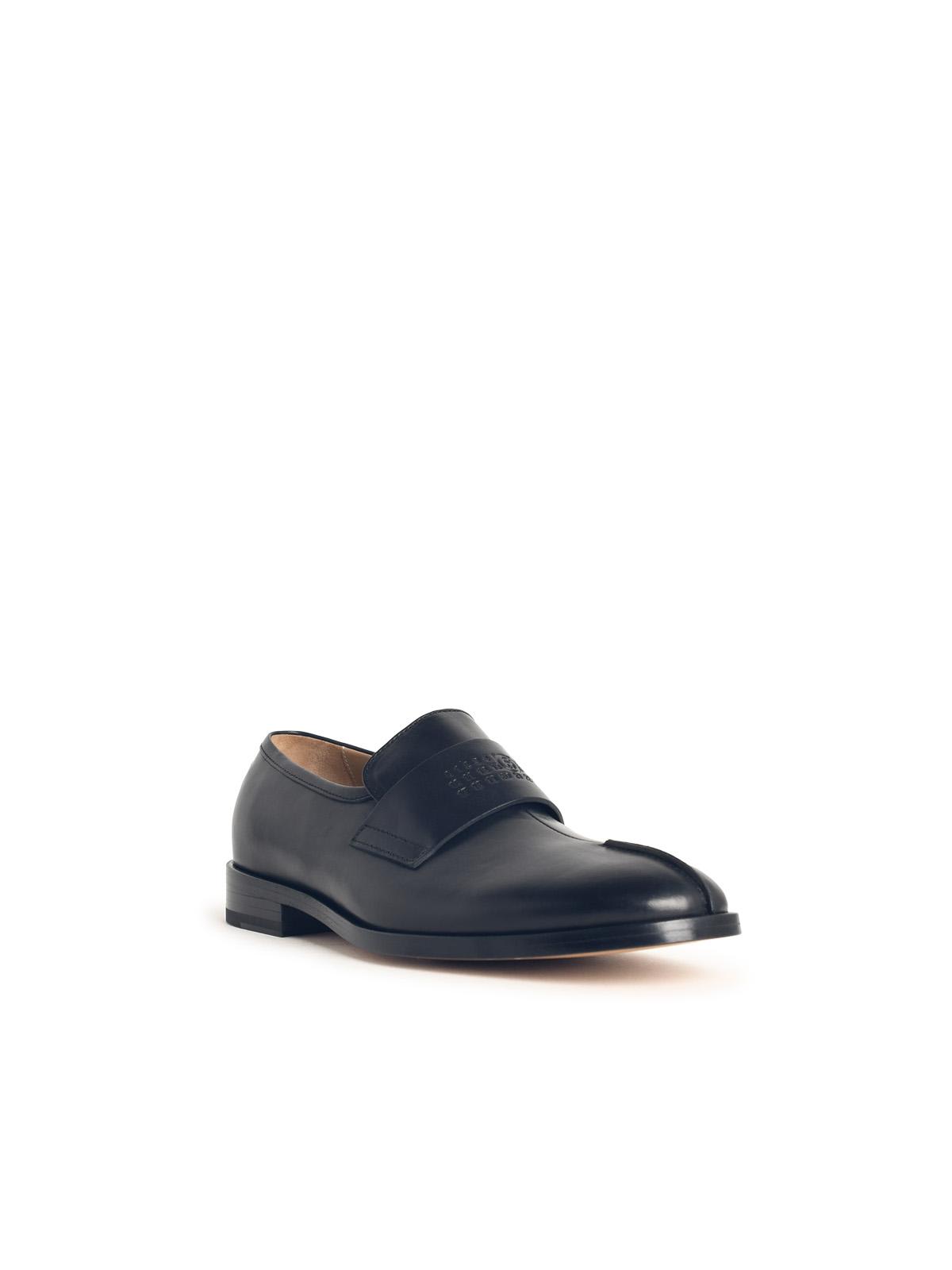 Mm6 Maison Margiela Tabi Leather Slip-on Shoes In Black
