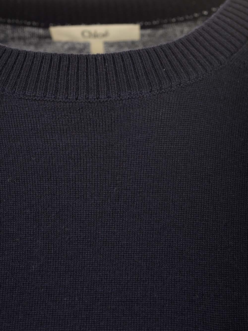 Shop Chloé Super Fine Wool Crew Neck Top In Blue