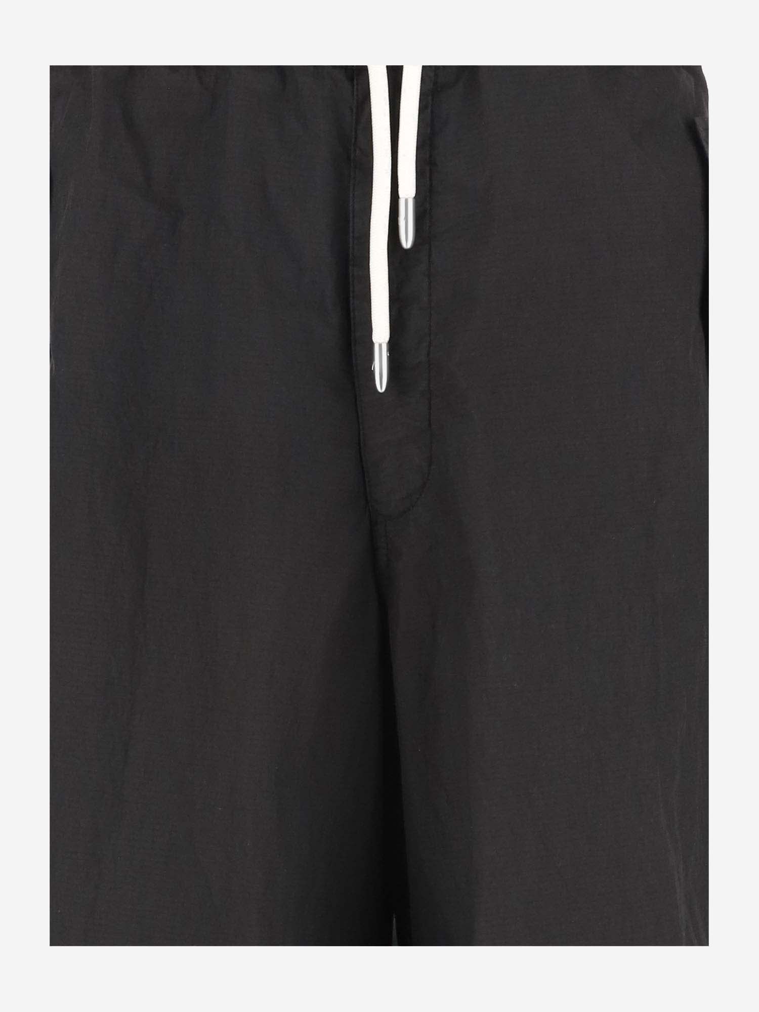 Shop Emporio Armani Cotton Blend Wide Leg Pants In Black