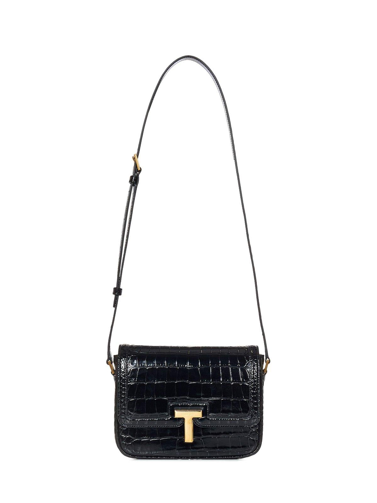 T Logo Embossed Crossbody Bag