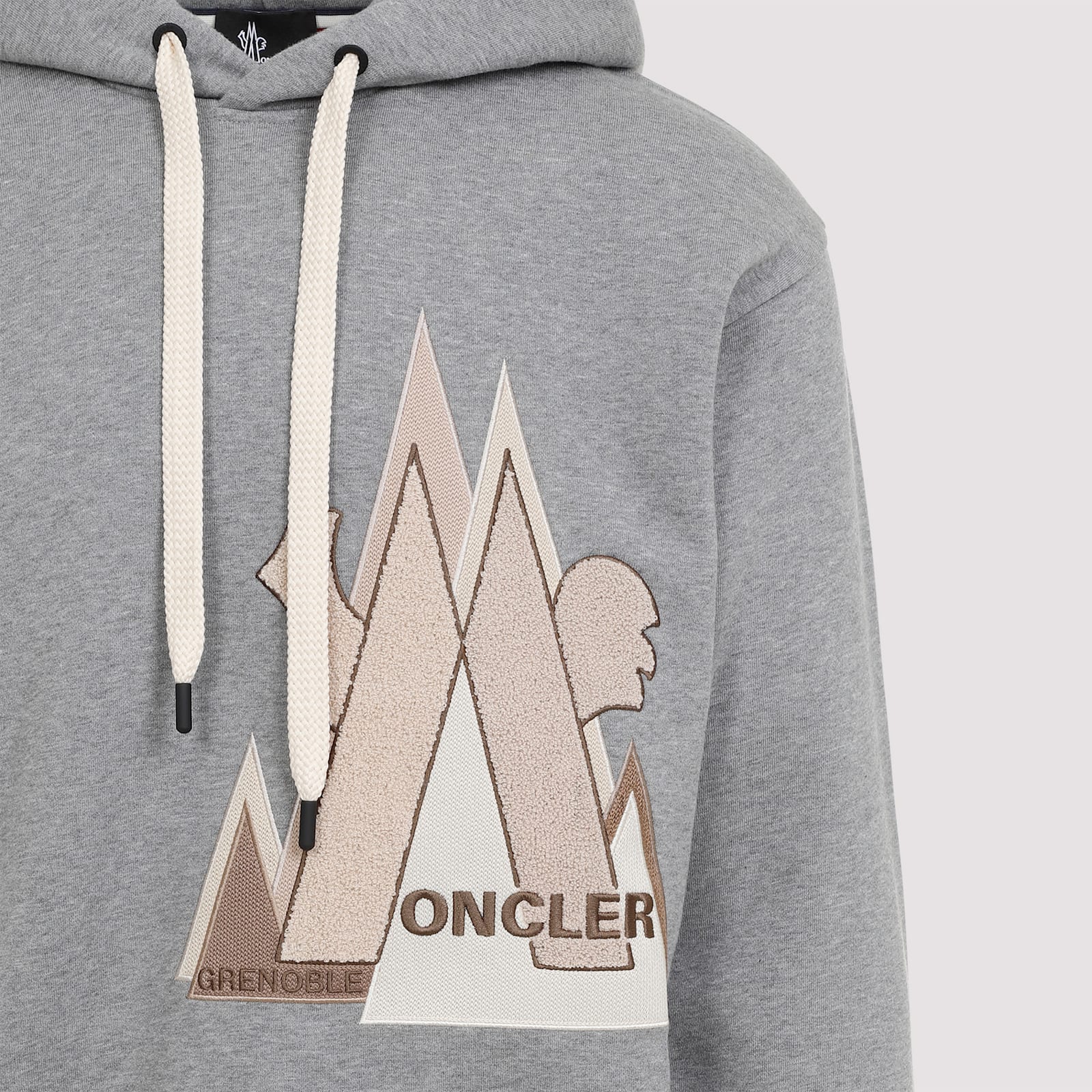 Shop Moncler Cotton Hoodie In Light Grey