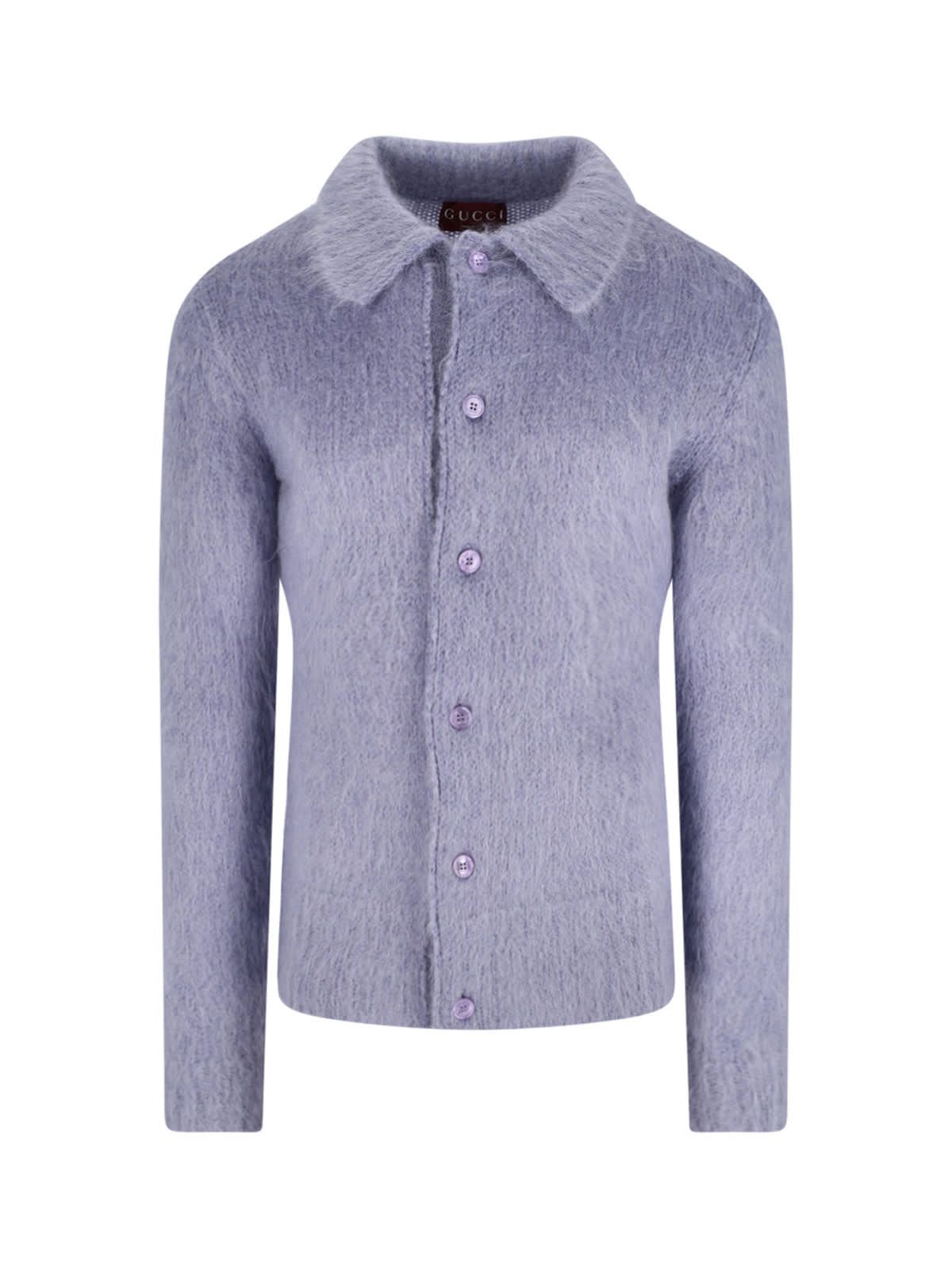 Gucci Cardigan In Brushed Mohair Wool In Purple