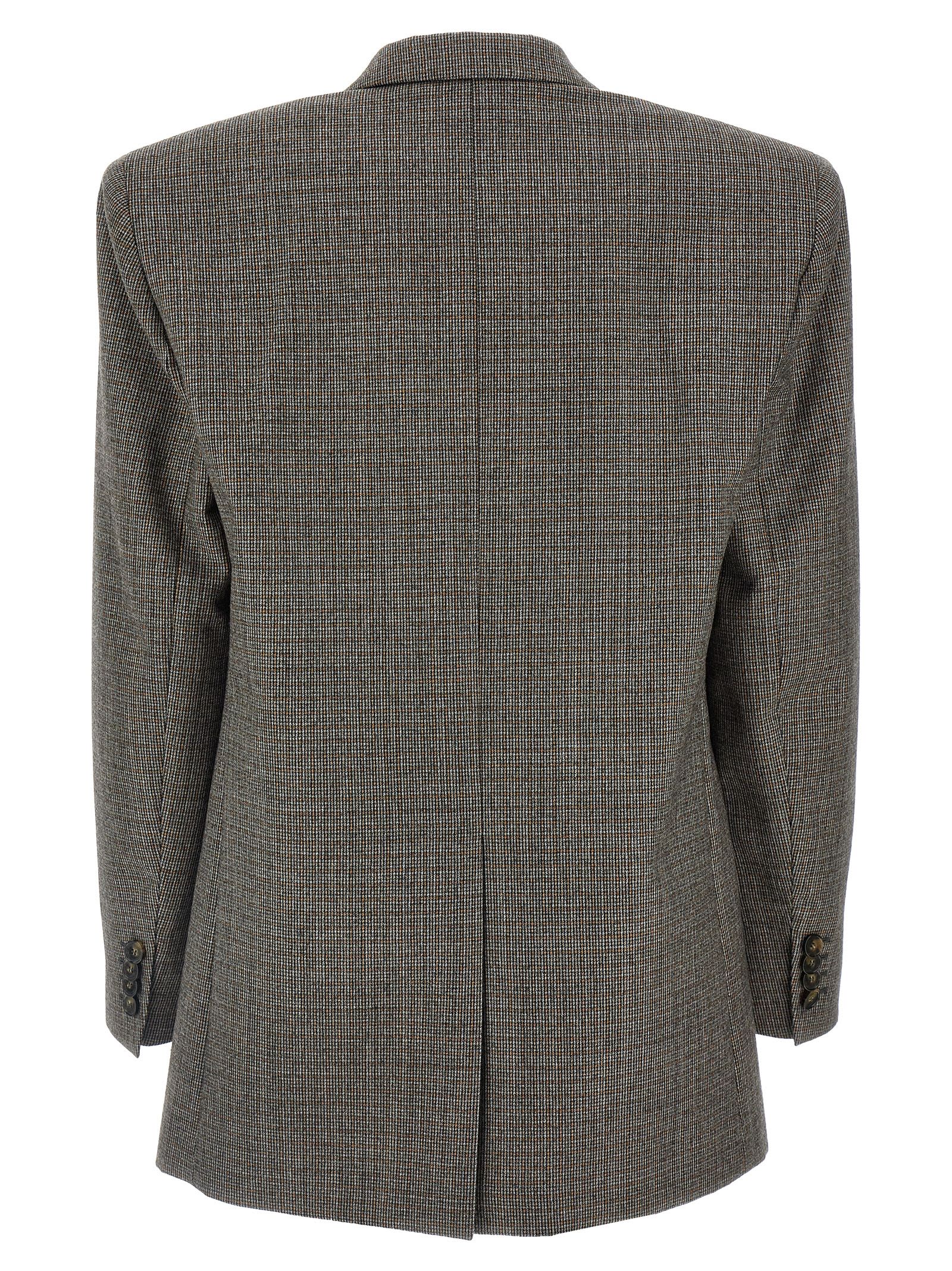 Shop Stella Mccartney Single-breasted Micro Houndstooth Blazer In Gray