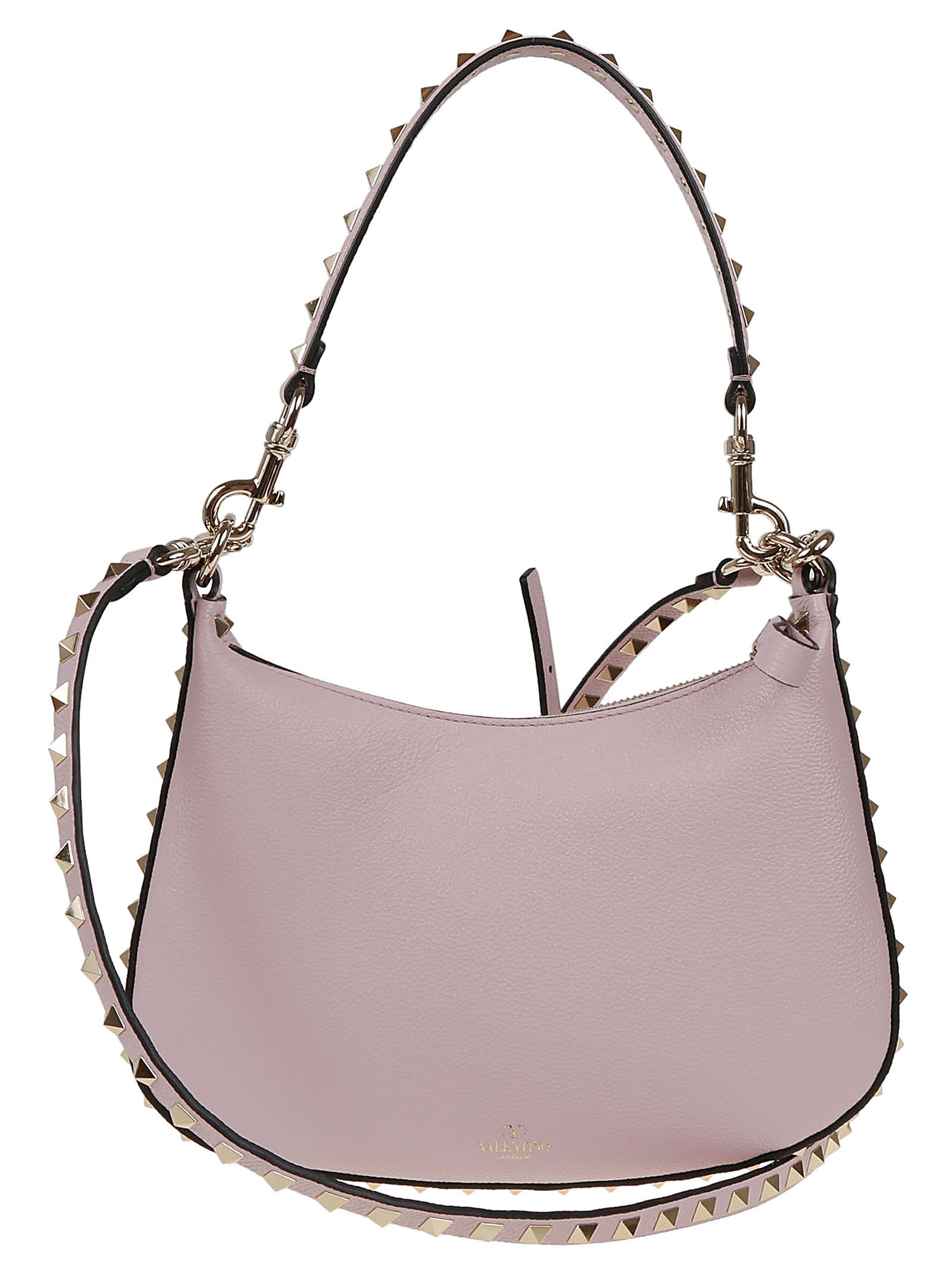 Shop Valentino Small Hobo Zip Top Rockstud In Water Lilac