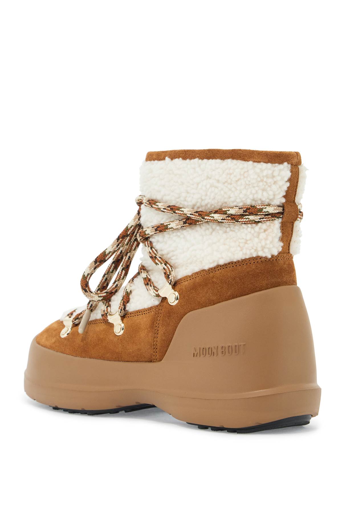 Shop Moon Boot Luna Suede And Shearling Ankle Boots. In Whisky/off White (brown)