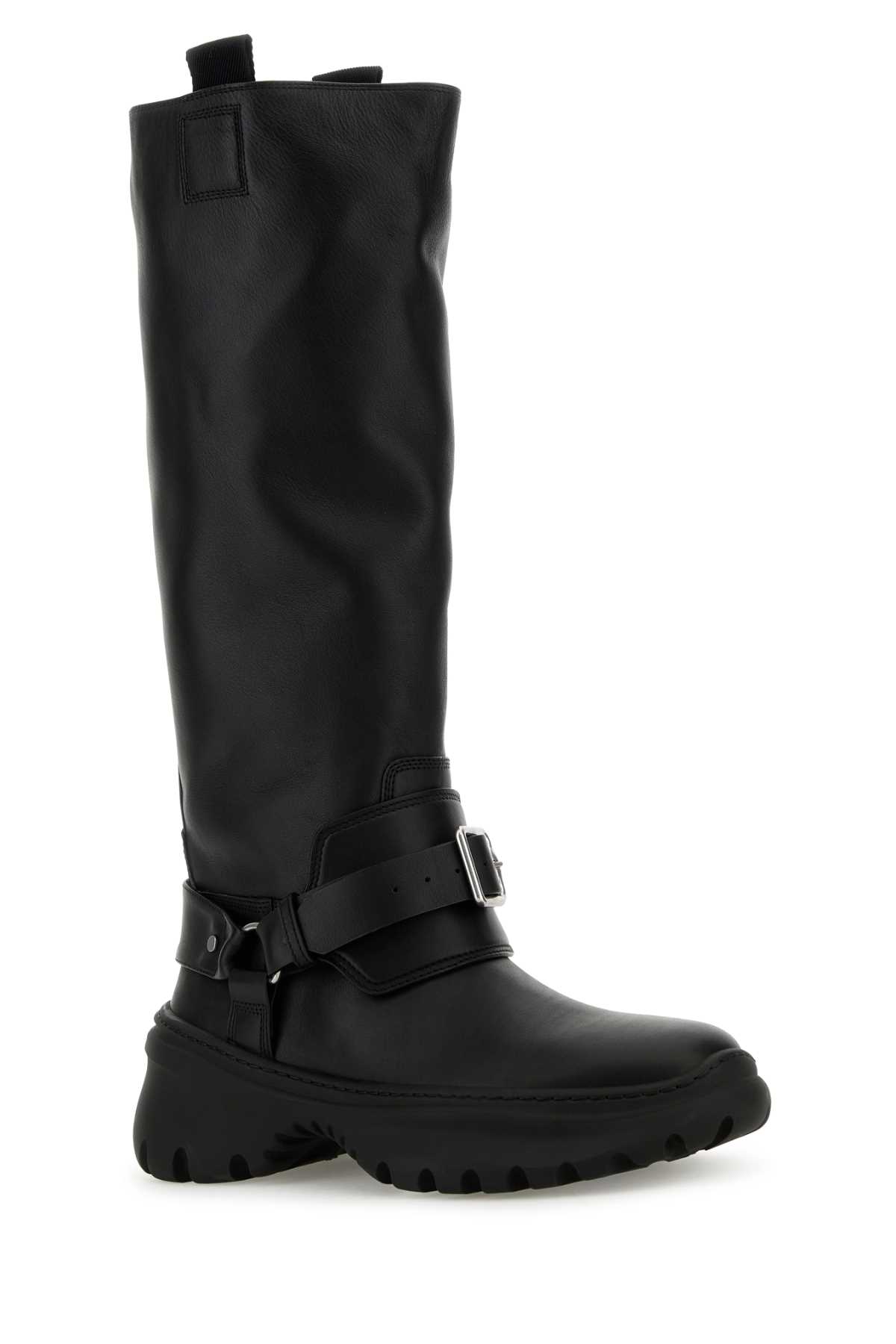 Shop Burberry Black Leather Stomp Boots