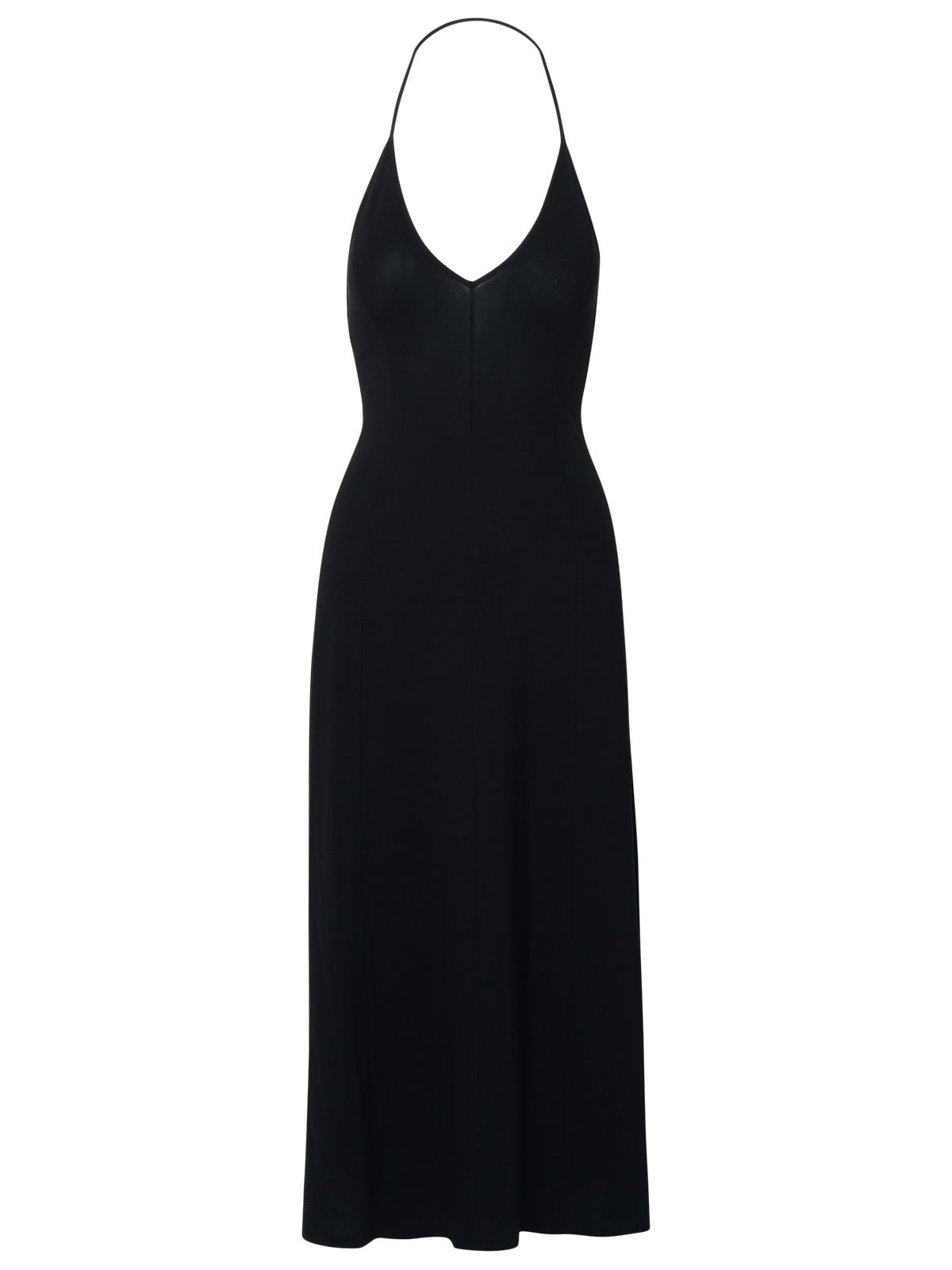 Khaite Raysha Cotton-blend Jersey Halterneck Midi Dress In Black