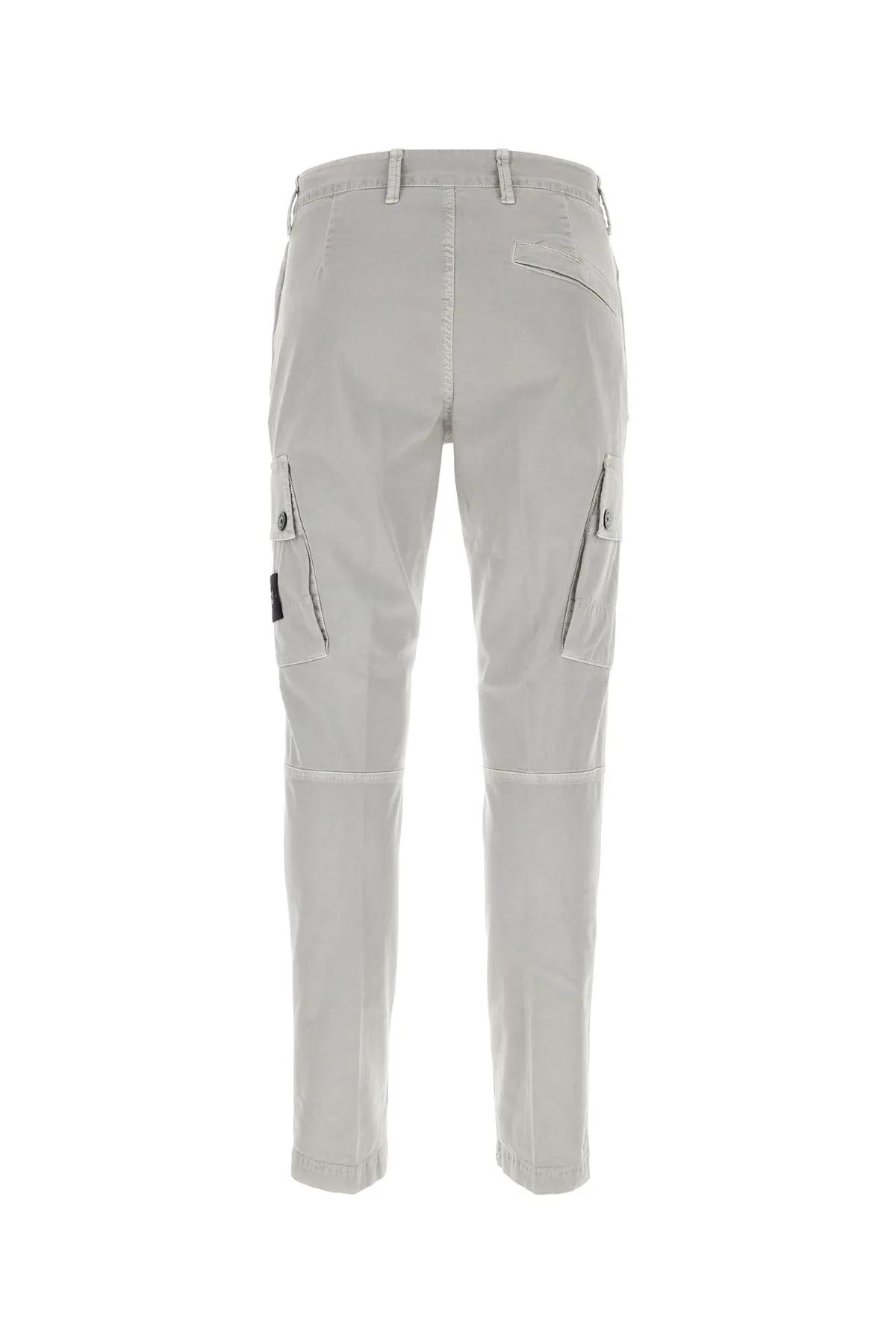 Shop Stone Island Light Grey Stretch Cotton Cargo Pant In Grigio