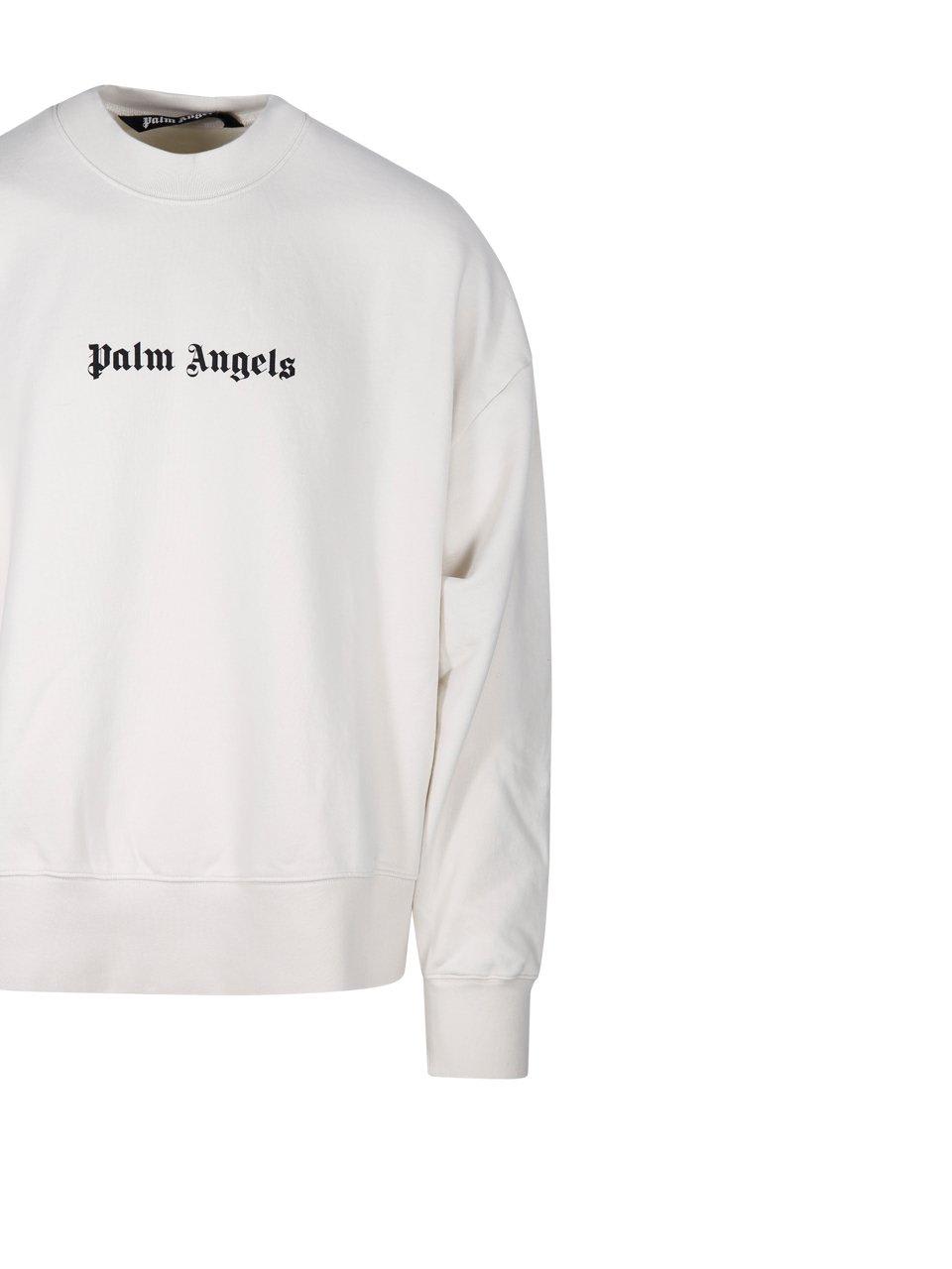 Shop Palm Angels Logo-printed Crewneck Sweatshirt In White