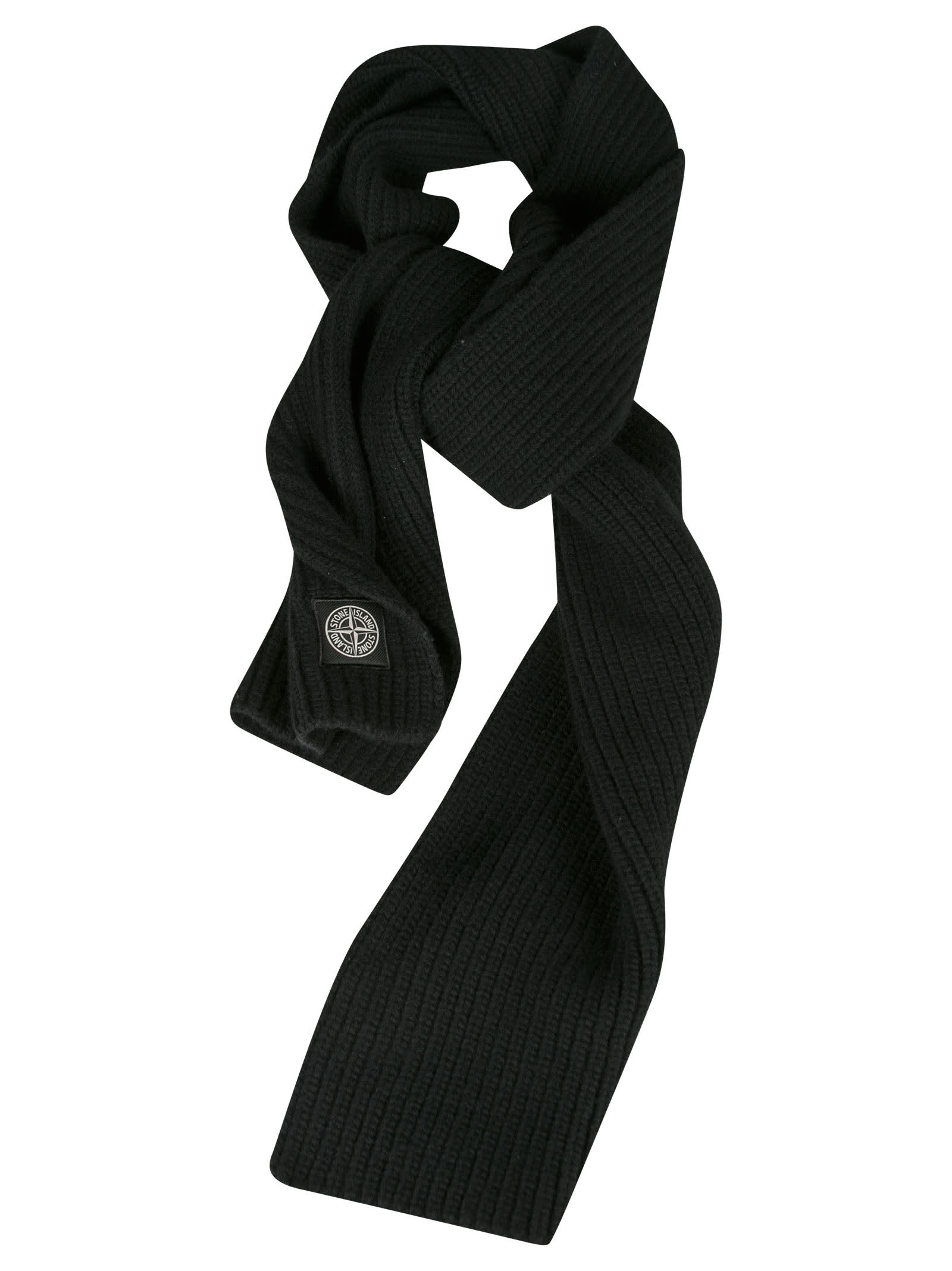 Stone Island Logo Patched Knit Scarf