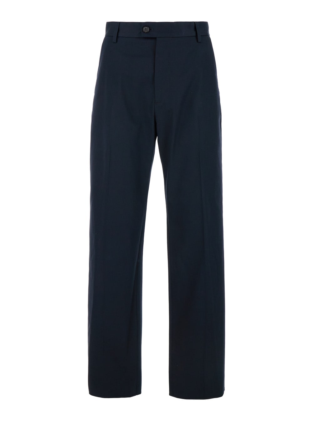 Alexander Mcqueen Blue Straight Tailored Pants In Cotton Man