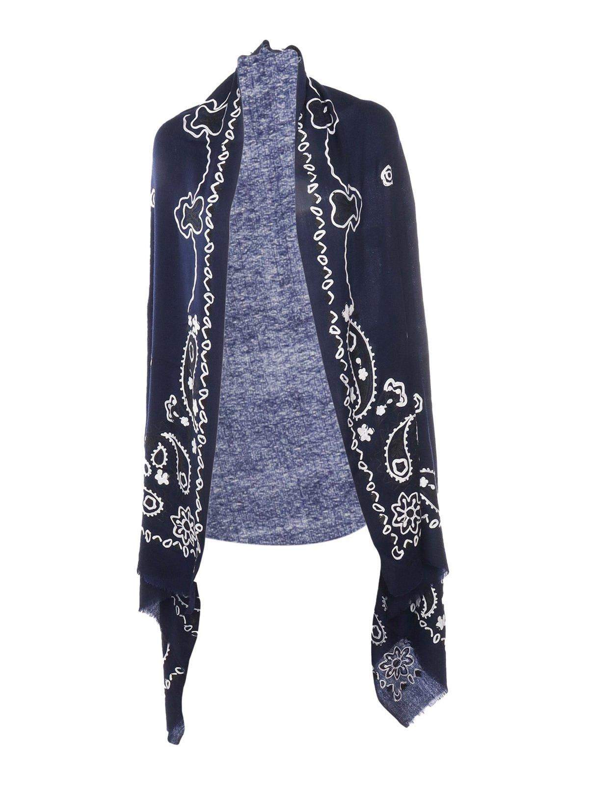 Parosh Embroidered Fringed Scarf