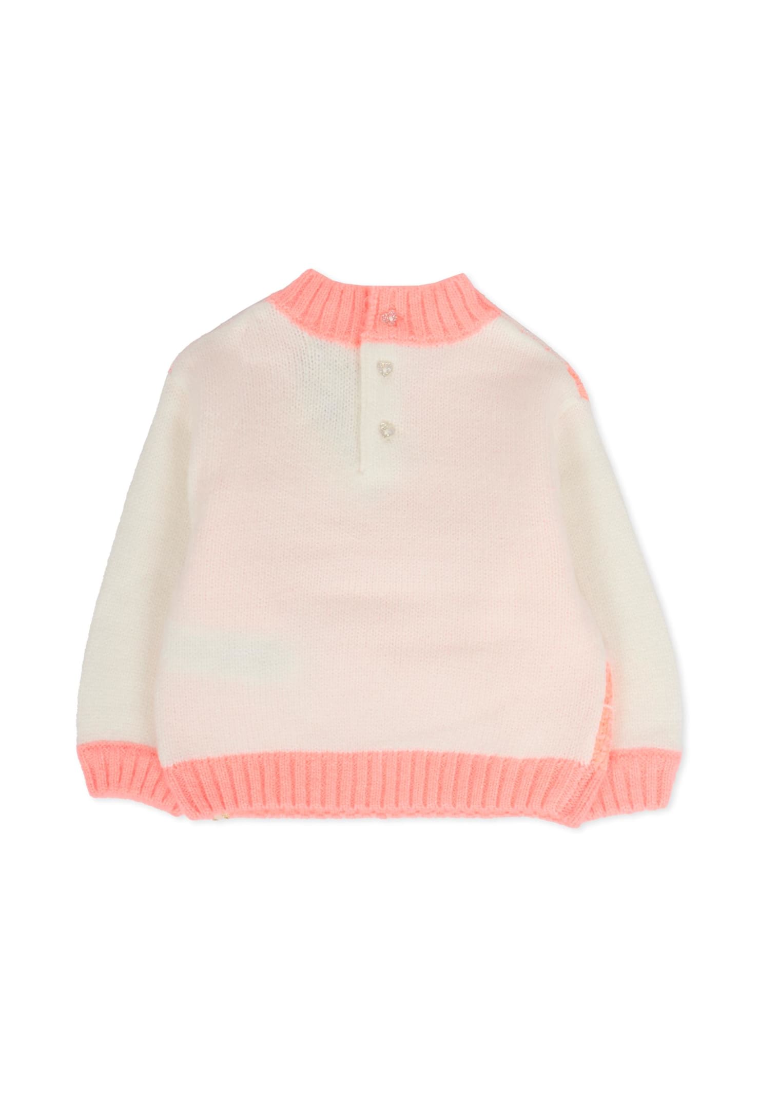 Billieblush Pink Sweater For Baby Girl With Clouds In Pink