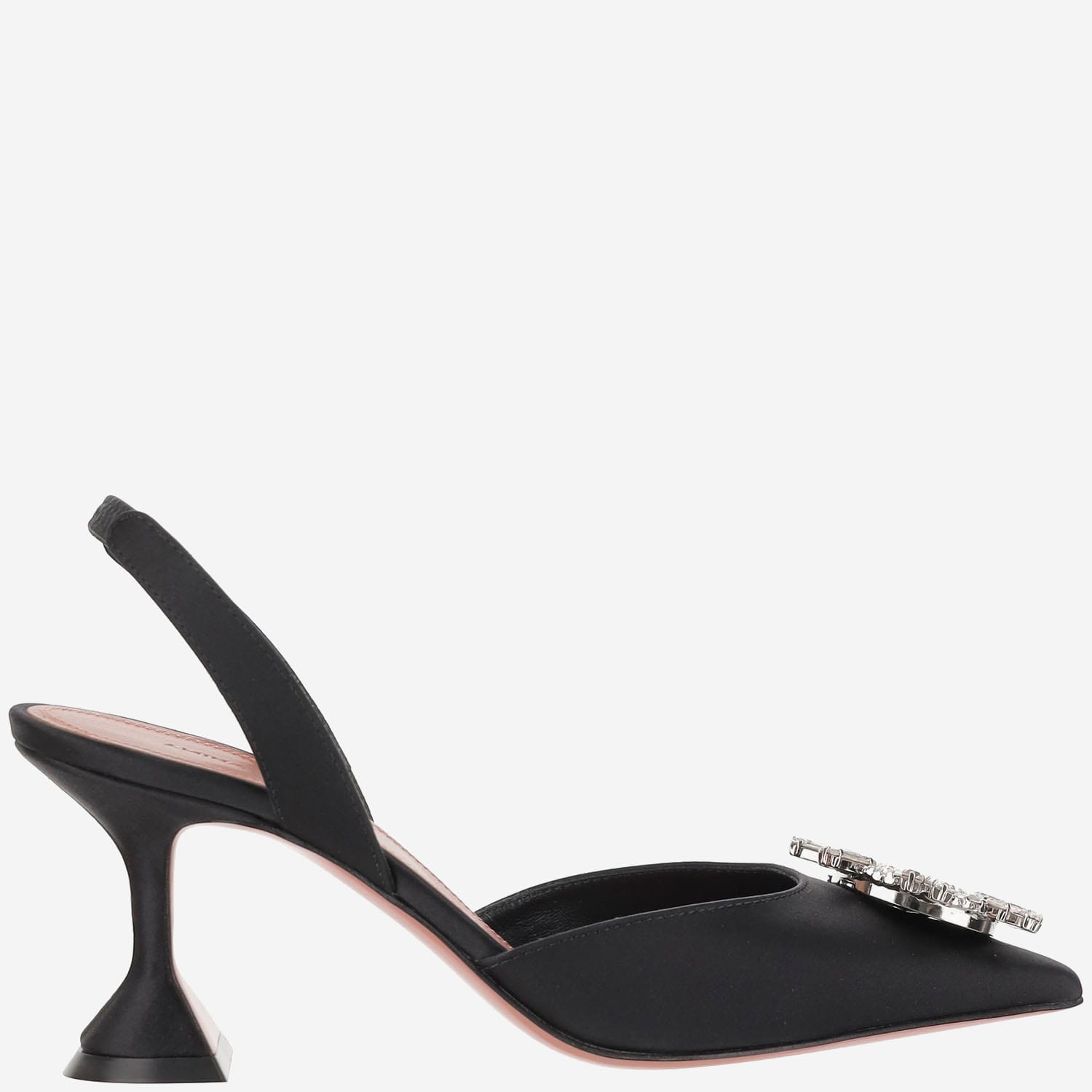 Amina Muaddi Womens Black Rosie Crystal-embellished Leather Sling-back Courts In Black